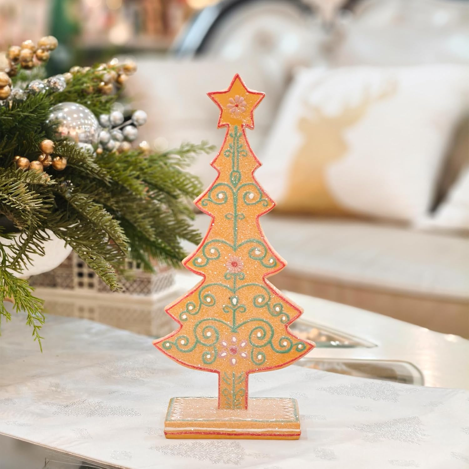 Gingerbread Tree Gingerbread Christmas Decorations Indoor Resin Christmas Tree Statue Decorations Kitchen Tabletop Xmas Decor - Image 5