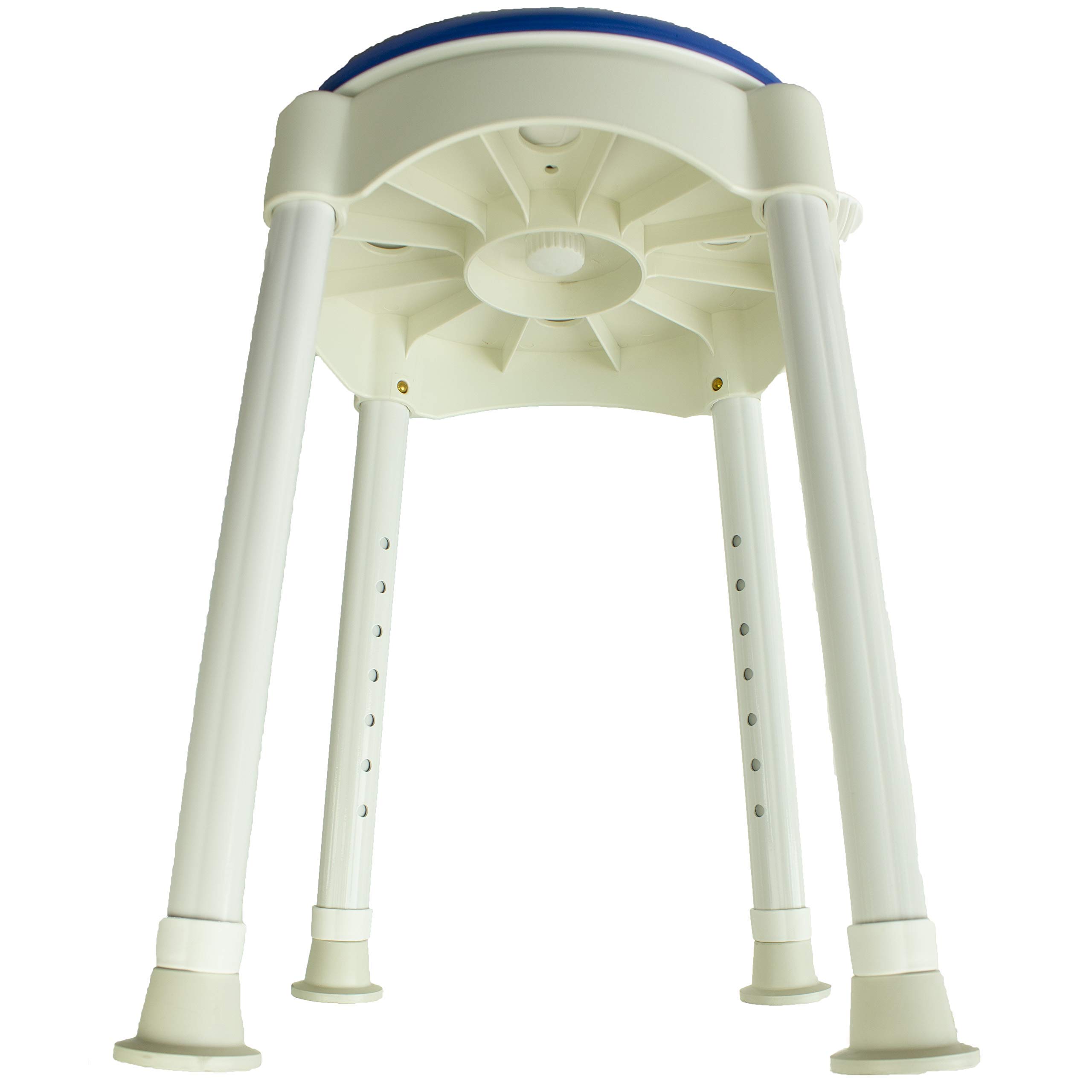 Mobiclinic, Taburete de baño Redondo Giratorio, Arrecife, con ventosas, Rotación 360º, Marca española, Regulable en Altura, Ducha, Patas Antideslizantes, Portátil