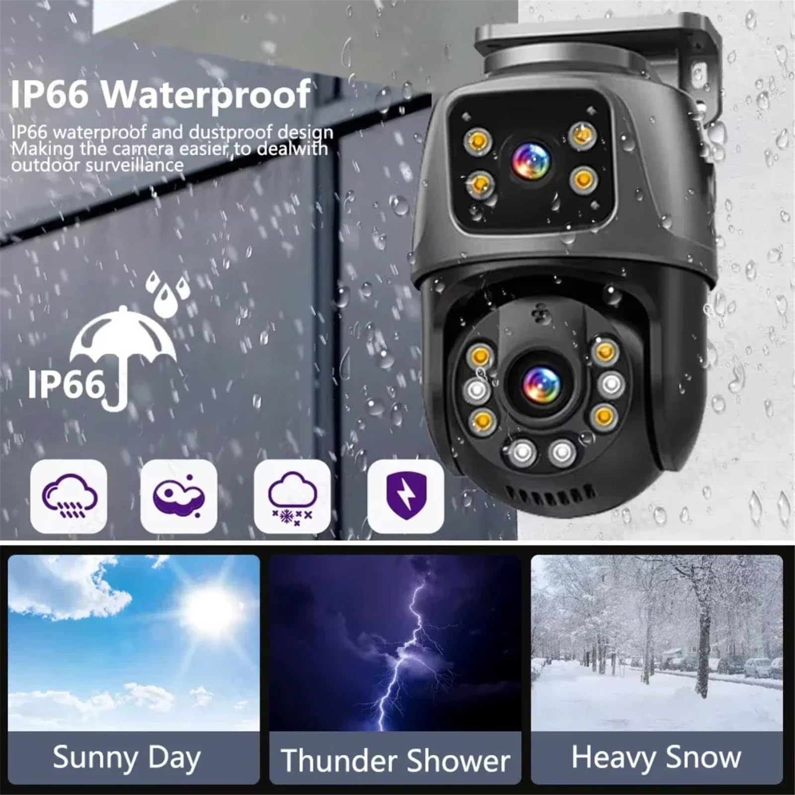 Kamera bezpieczeństwa, Podwójny obiektyw 4K 8MP PTZ POE kamera IP automatyczne śledzenie zewnętrzne bezpieczeństwo w domu kamera monitorująca kamery monitorujące CCTV(8MP POE No Card)