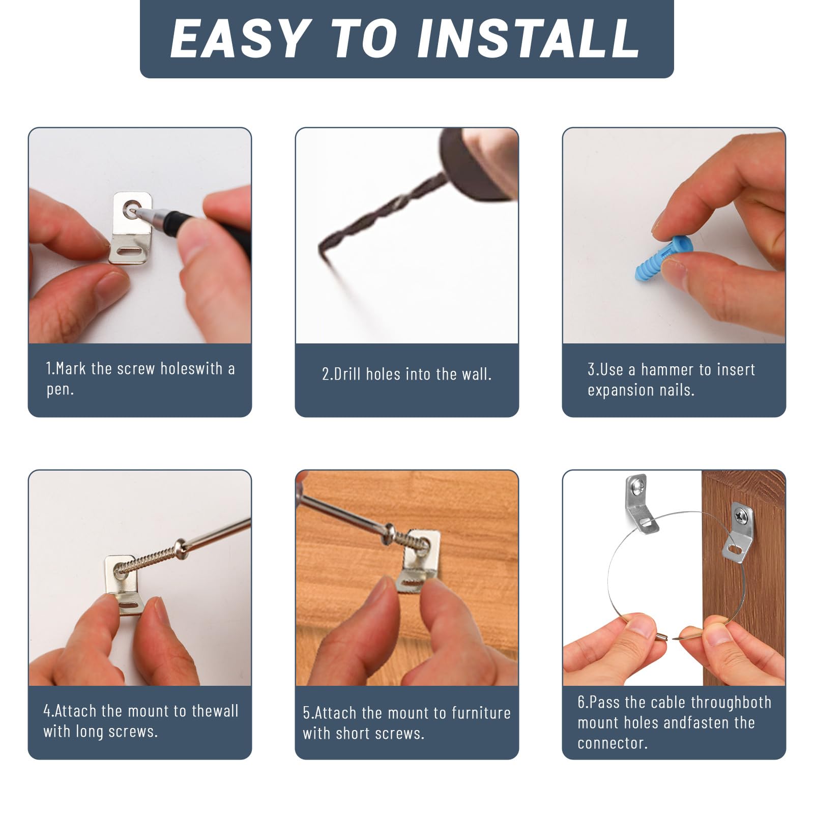 Realand 10Sets Stainless Steel Anti Tip Furniture Anchors - Image 4