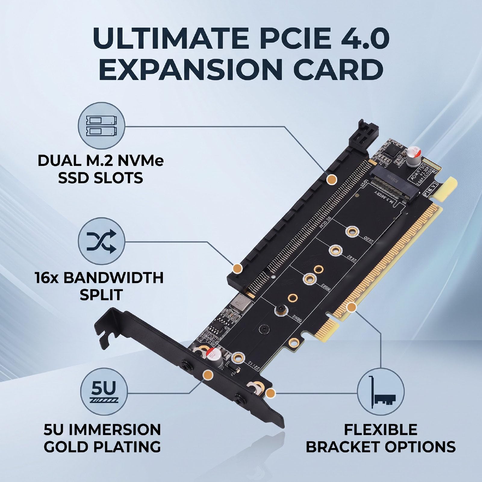 Walmeck Scheda Biforcazione PCIE 4.0, da X16 a X8 e Doppi Slot NVMe M.2