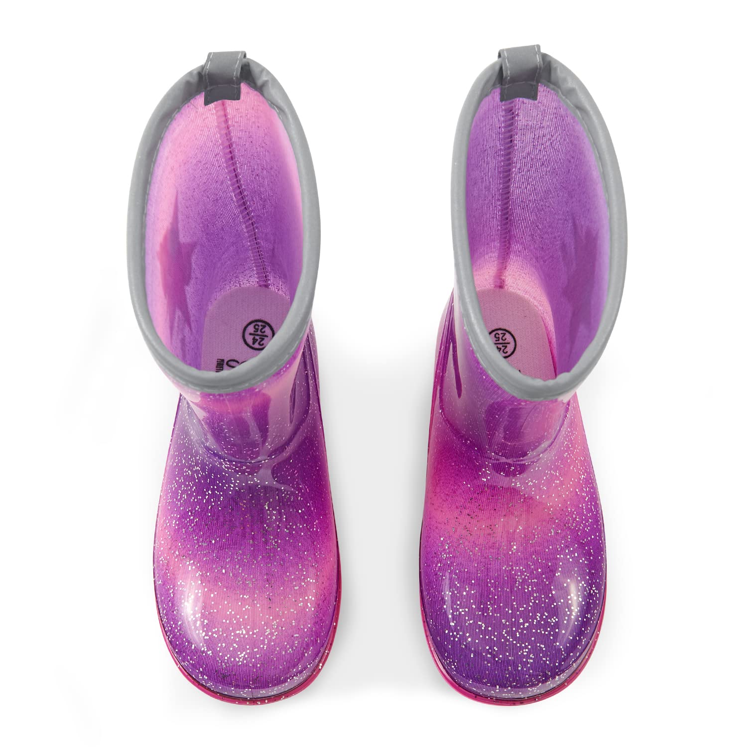 PERLETTI Botas de Agua Niñas con Unicornio - Calzado de Lluvia Niña Morado y Rosa - Botas Impermeables Infantes con Detalles Reflectantes Suela Antideslizante - Material PVC 5 Tallas