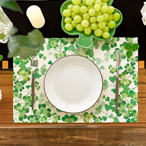 Miniatura 2 de Artoid Mode Shamrock Love Heart - Juego de 4 manteles individuales para el día de San Patricio, 12 x 18 pulgadas, para decoración de fiestas,