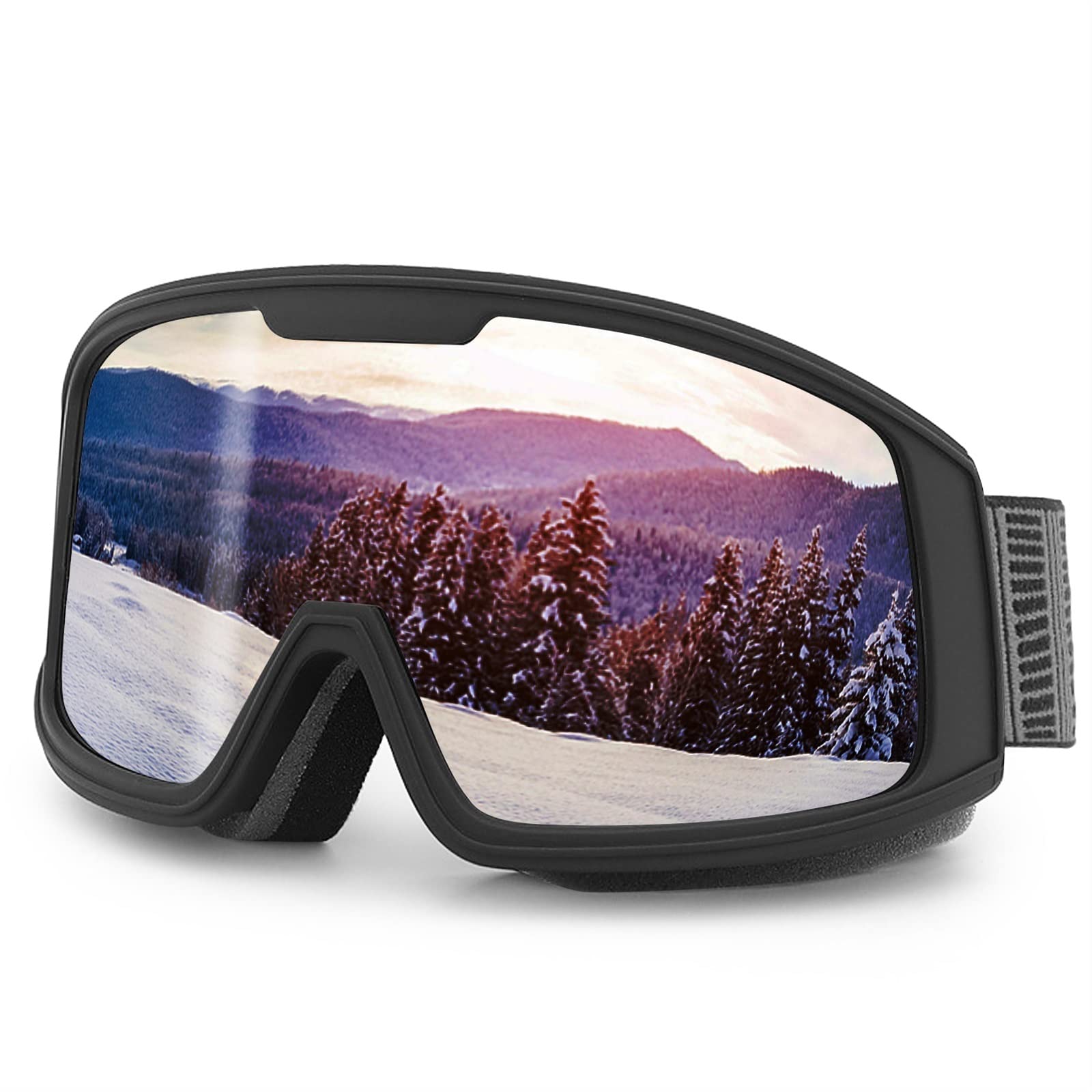 Dieffematic HXJ Skibrille, Klarheit, erhöhte Skibrille, Anti-Beschlagschutz, Schneesportbrille, Snowboardbrille, Skiausrüstung (Farbe: Grau)