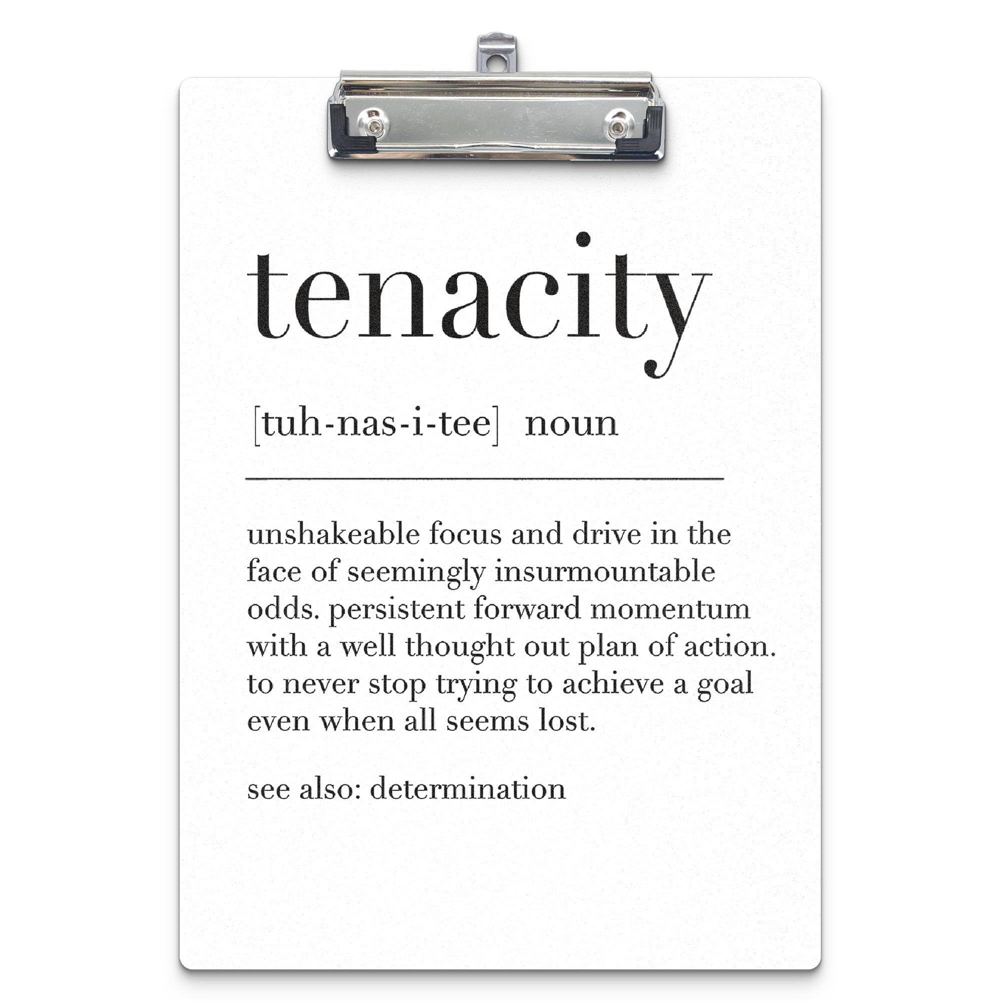 APJYM Inspirational Clipboards, Tenacity Definition Motivational Wooden Clip Boards for Office Classroom Teacher Student Doctor Nurse Women Men, Standard A4 Letter Size 9x12.6 Inch