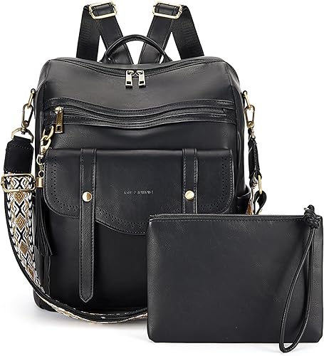 Missnine Mochila universitaria para laptop para mujer, negro, 12 x 5.5 x 13.8 pulgadas (largo x ancho x alto), 35 L, convertible, resistente al