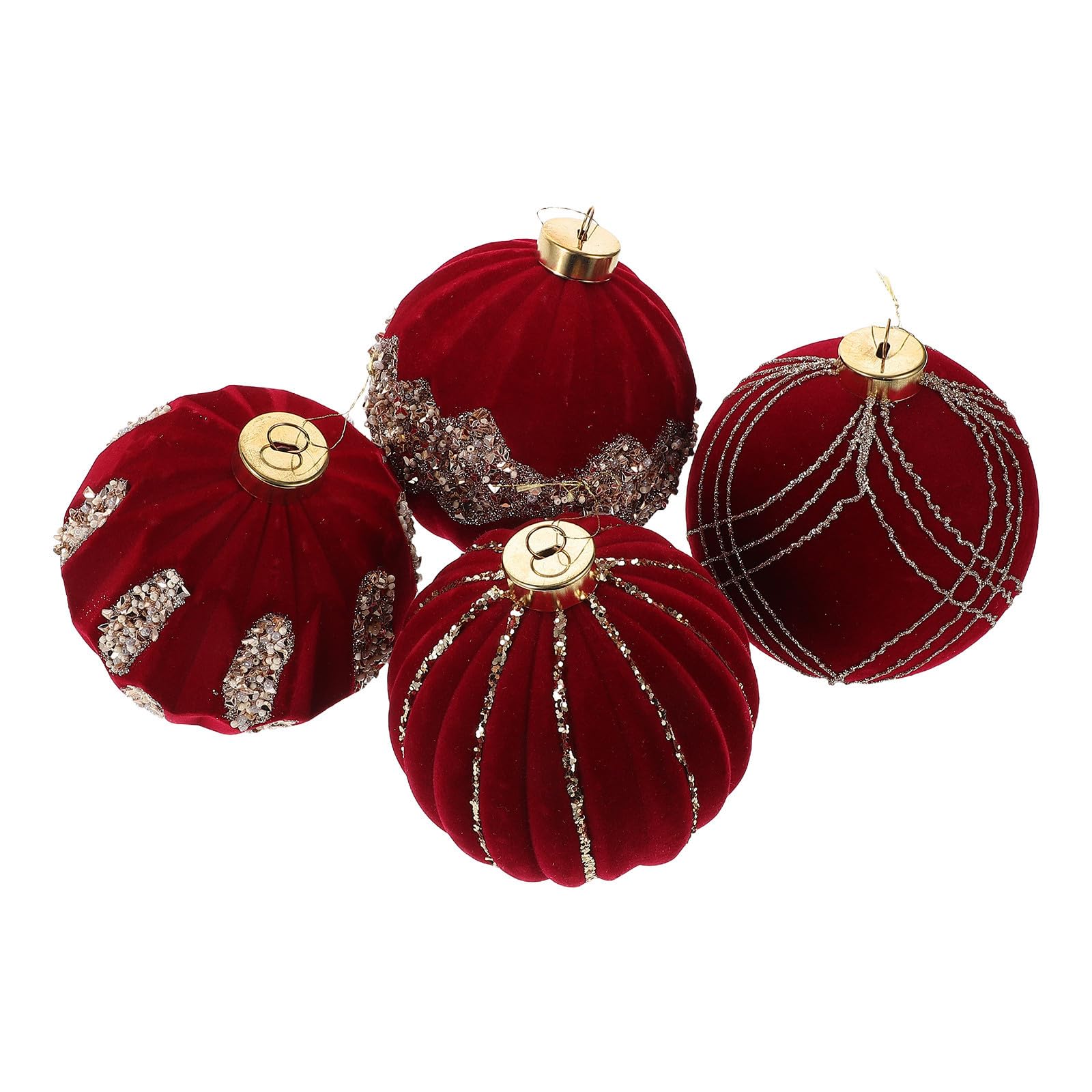TOYANDONA 16 Stück Bruchsichere Christbaumkugeln 10cm Rot aus Kunststoff | Weiche Samtoberfläche, Wiederverwendbar und Funkelnd, für Festliche Feiern und Selbstgemacht Bastelarbeiten