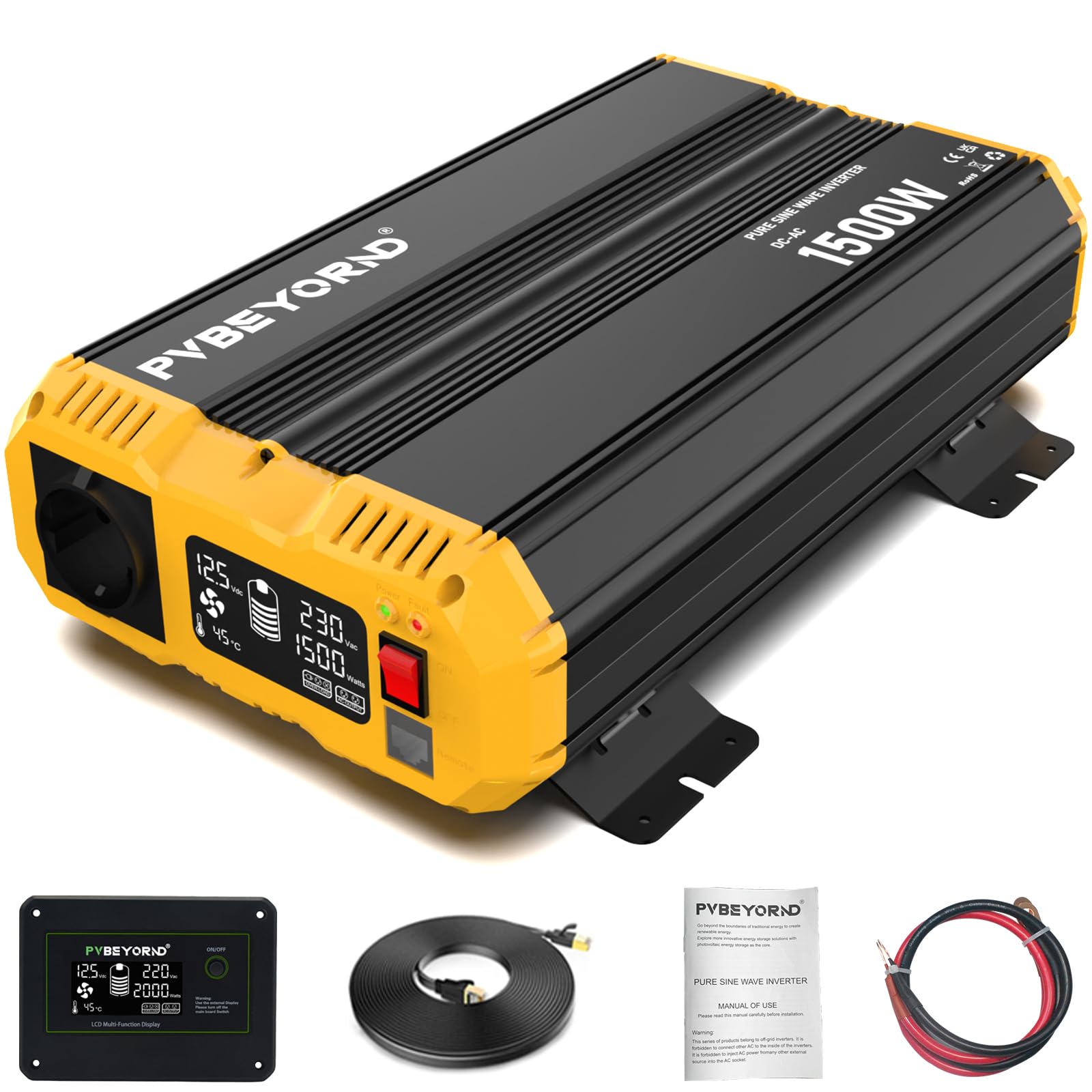 Inversor 12V 220V/230V Onda Pura 1500W/3000W Inversor Onda Pura | Avec fonction de télécommande. Utilisé pour l'alimentation électrique hors réseau, les camping-cars et les séjours en camping