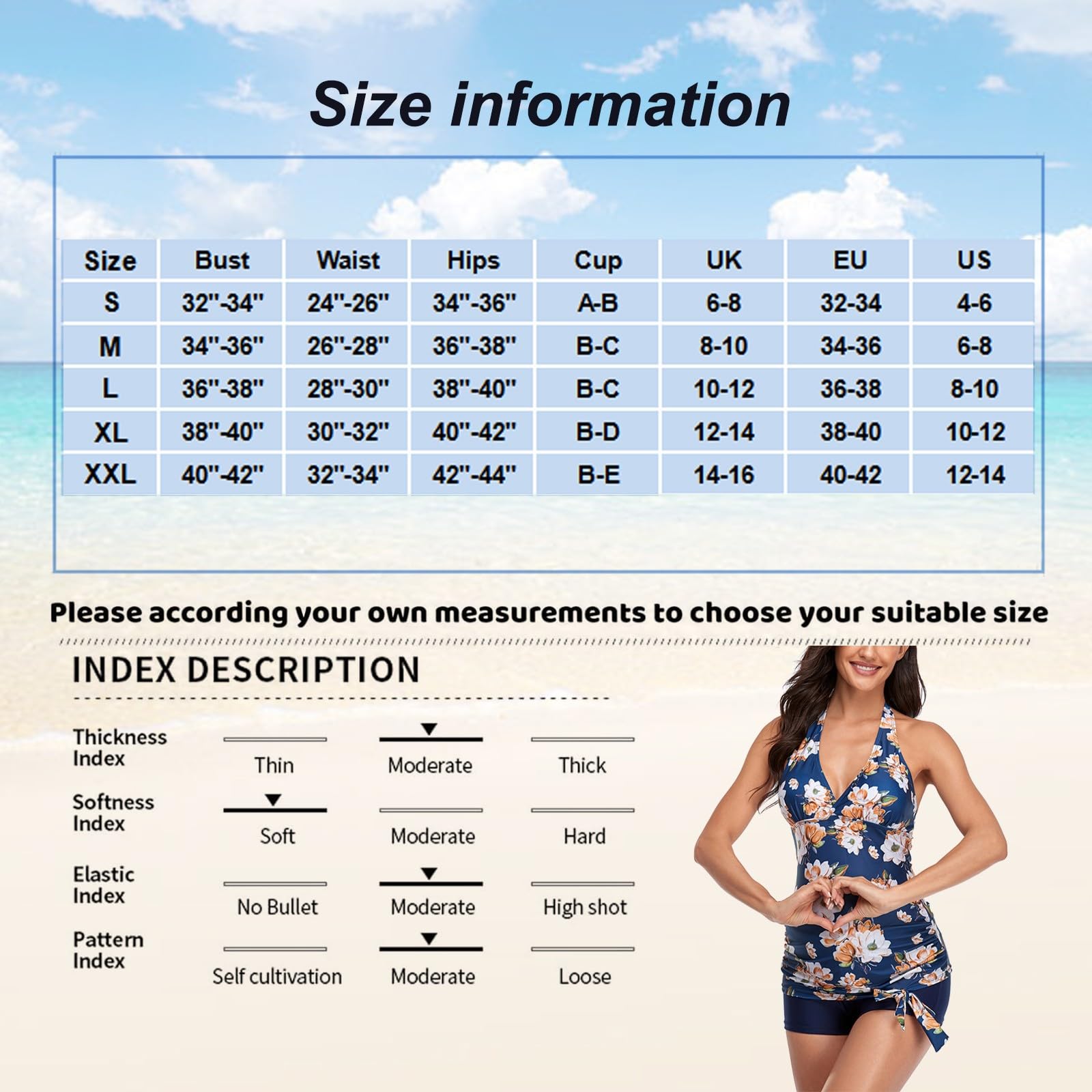 Generisch Catégorie de produit : maillot de bain de grossesse élégant avec imprimé graphique floral, col en V, haut fluide, short, tankini avec short