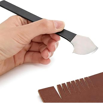 Leather Cutting Knife Leather Skiving Knife Craft Tool with Storage Bag Leather Knife Made of High Manganese Steel for Leather Cutting Engraving Black
