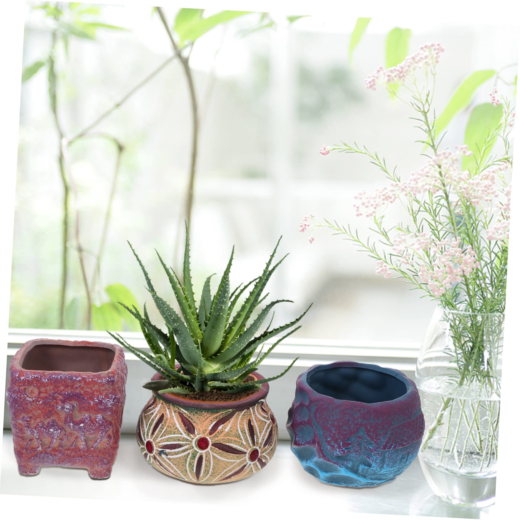 ibasenice 5pezzi Vasi per Piante Grasse in Ceramica Vasi da Fiori Piccoli per Bonsai Fioriera in Ceramica per Balcone Giardinaggio Domestico Decorazioni per Casa