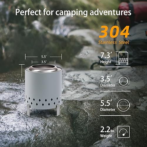 Miniatura 6 de Fogata de mesa con soporte, portátil, sin humo, para camping, barbacoa, fogata pequeña de acero inoxidable para patio al aire libre, alimentado por