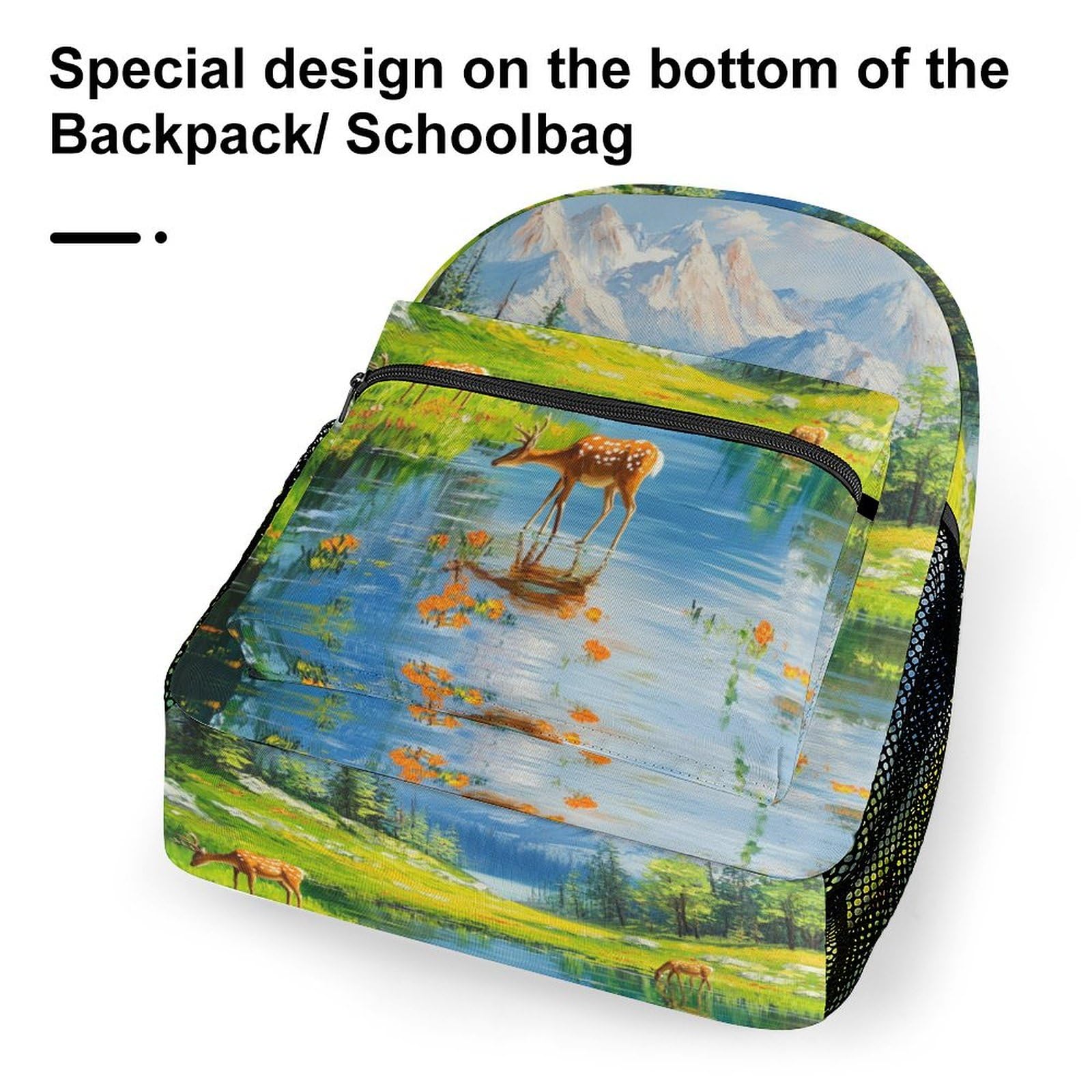 Montañas nevadas Mochila Escolar Infantil Hermosos Paisajes Morrals Con Bolsillos Laterales Bolsa Para Colegio Viaje Cámping Para Niñas Y Niños One Size