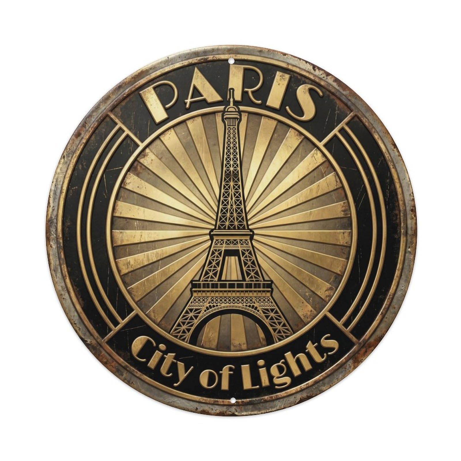 Retro Travel Paris France City of Lights Metal Tin Sign Plaque Wall Decor for Cafe, Club Bar, Office, Home Garden Metal Poster 8x12Inch