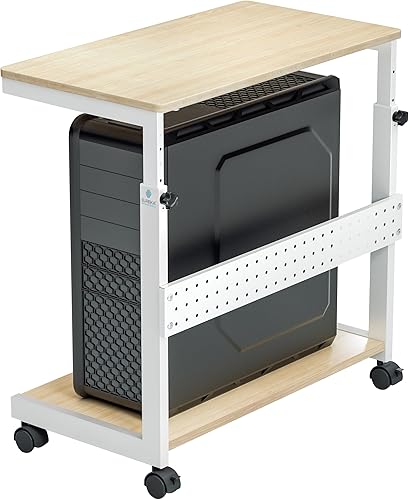 EUREKA ERGONOMIC Soporte de PC Carrito de Computadora, Soporte de Torre Ajustable en Altura de 2 Niveles Adecuado para Caja ATX, Impresora, Carrito