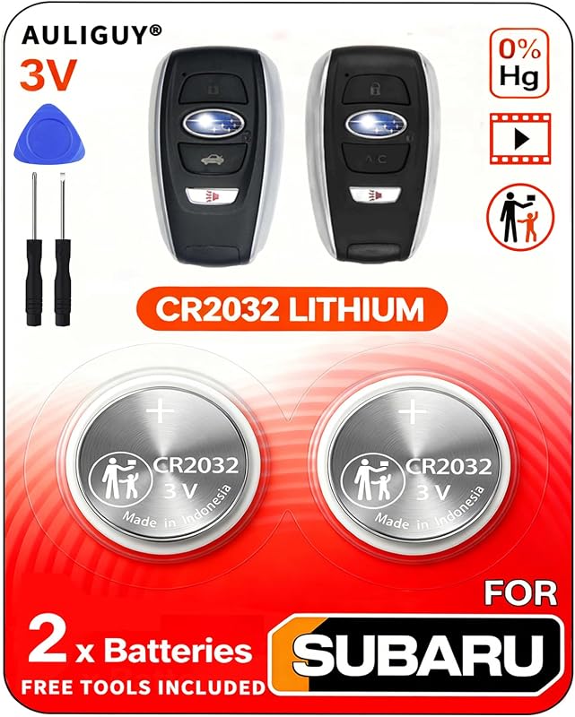 Baterias CR2032 3 V para Chave Presencial Subaru Auliguy – Kit com 2 unidades