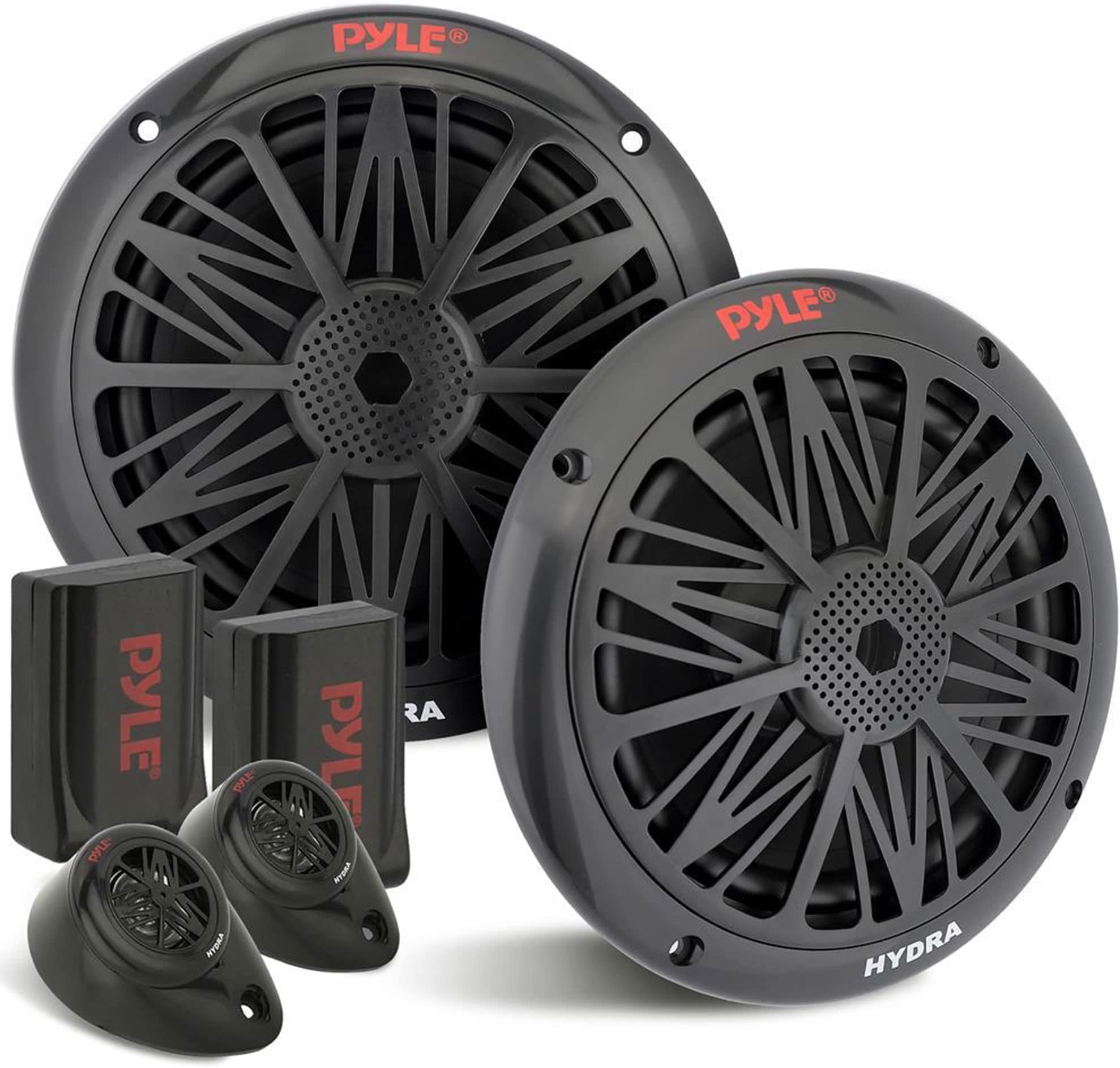 Pyle 200 Watt Marine Boat Speaker System Weather Proof Dual 2 Way 6.5 Inch Outdoor Speakers w/ 85Hz-6kHz Frequency Response, Heavy Duty 8oz Magnet Structure - Pyle PLMR6KB (Black, Pair)