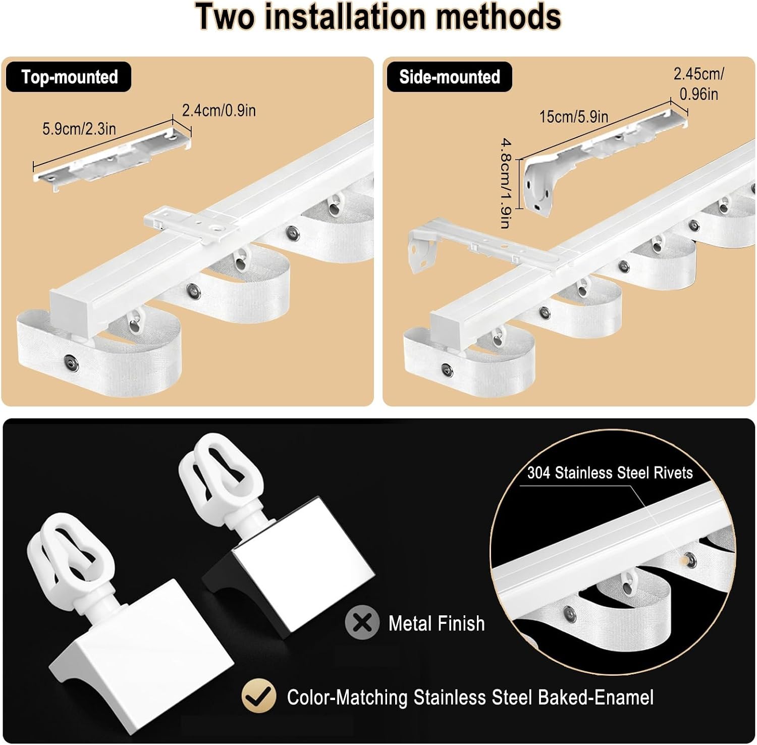 Heavy-Duty Ripplefold Curtain Track Set, S-shaped Wavy Sliding Curtain Rail, Aluminum Curtain Rails For Living Room Bedroom Room Divider, Suitable For Single Opening Curtains(White,4m(13.1ft))
