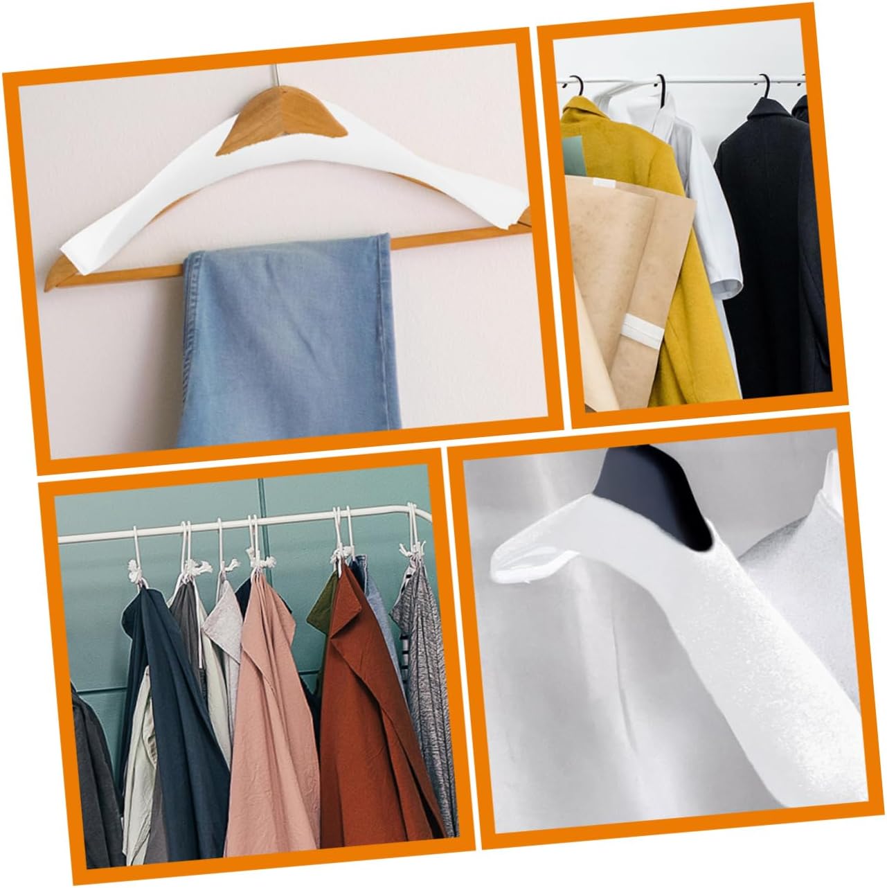 OUNONA 20-Pack Non-Slip Sponge Clothes Hanger Covers Anti-Skid Shoulder Protectors for Suits Scratch-Resistant Hanger Accessories for Home Closet Organization