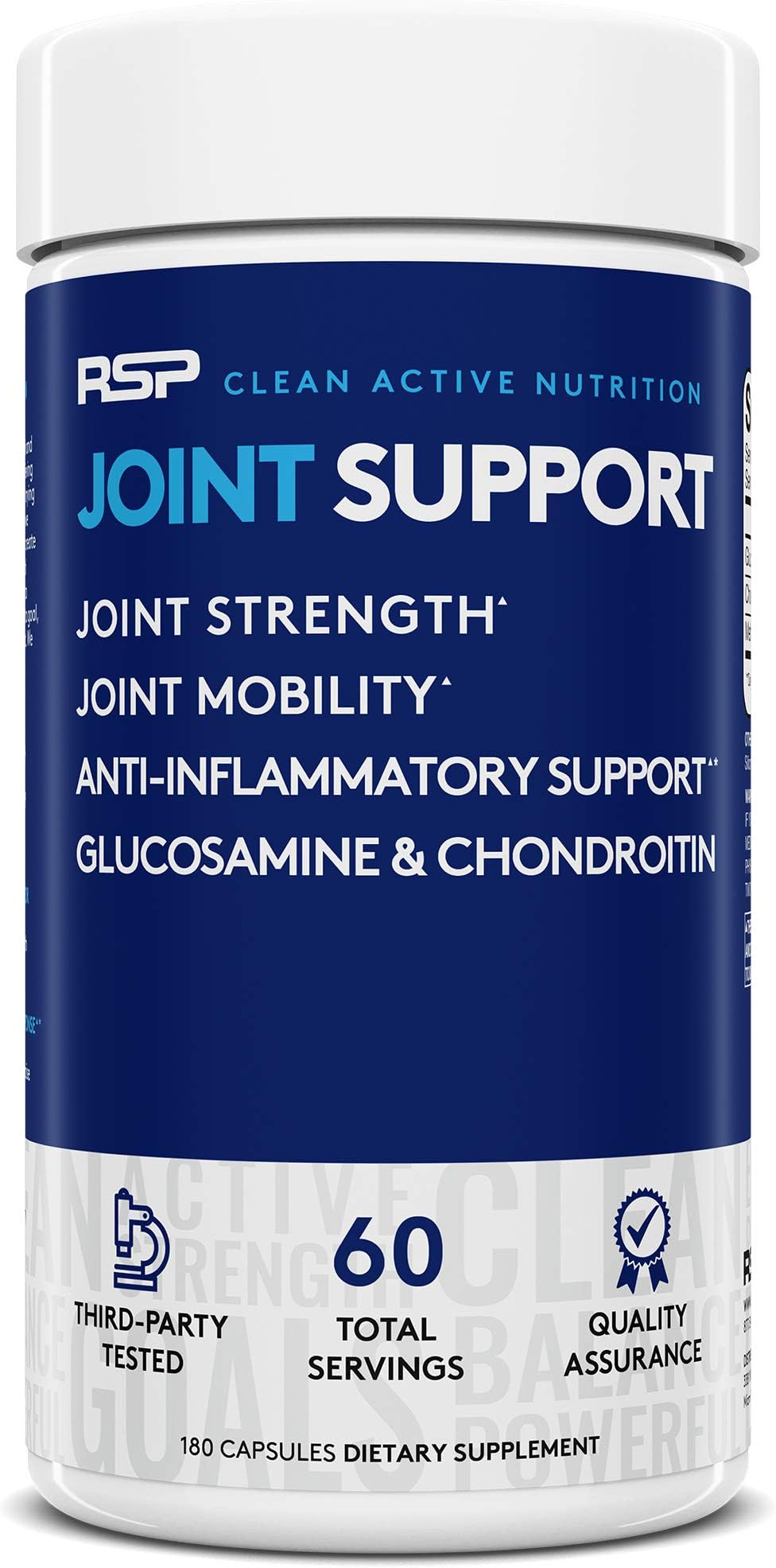 RSP Joint Support – Complete Joint Support Supplement,Anti-Inflammatory & Antioxidant,Glucosamine,Chondroitin,& MSM, Supports Joint Strength & Flexibility for Men & Women,180 Capsules (2-Month Supply)