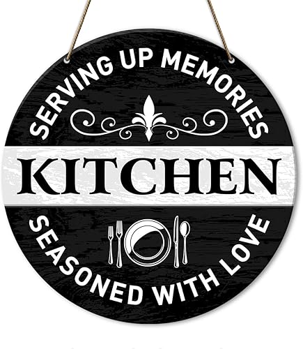 Letrero de decoración de cocina en blanco y negro, decoración de pared del hogar para cocina, comedor, decoración rústica de cocina de campo,