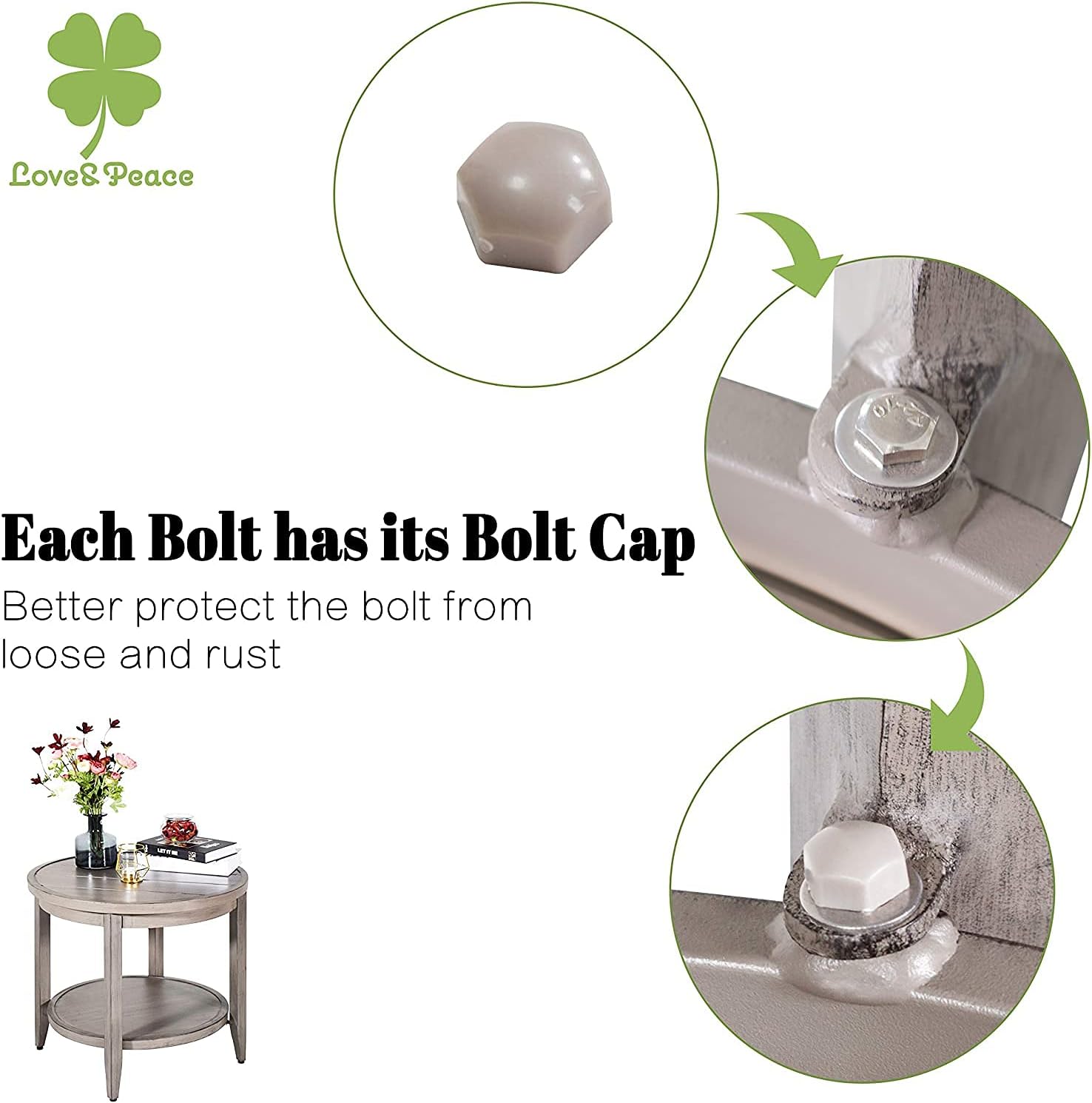 Love & Peace 24” Outdoor Patio Side Table Aluminum Round Coffee Tea Bistro Table Side End Outdoor Furniture Table/W Slat Shelf, Slat Top, Diameter 24”, Tan : Patio, Lawn & Garden