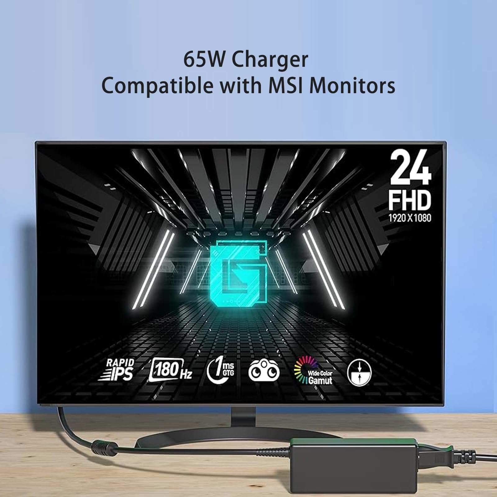 65W Ładowarka Kompatybilny z MSI Optix G24 G27 G32 G241 G241V G242 G24C6 | G24C4 G271 G272 G273 G27C5 G2412 G2422 MAG245R G27CQ4 G27C4 G32CQ4 MAG342CQR Curved FHD Gaming Monitor