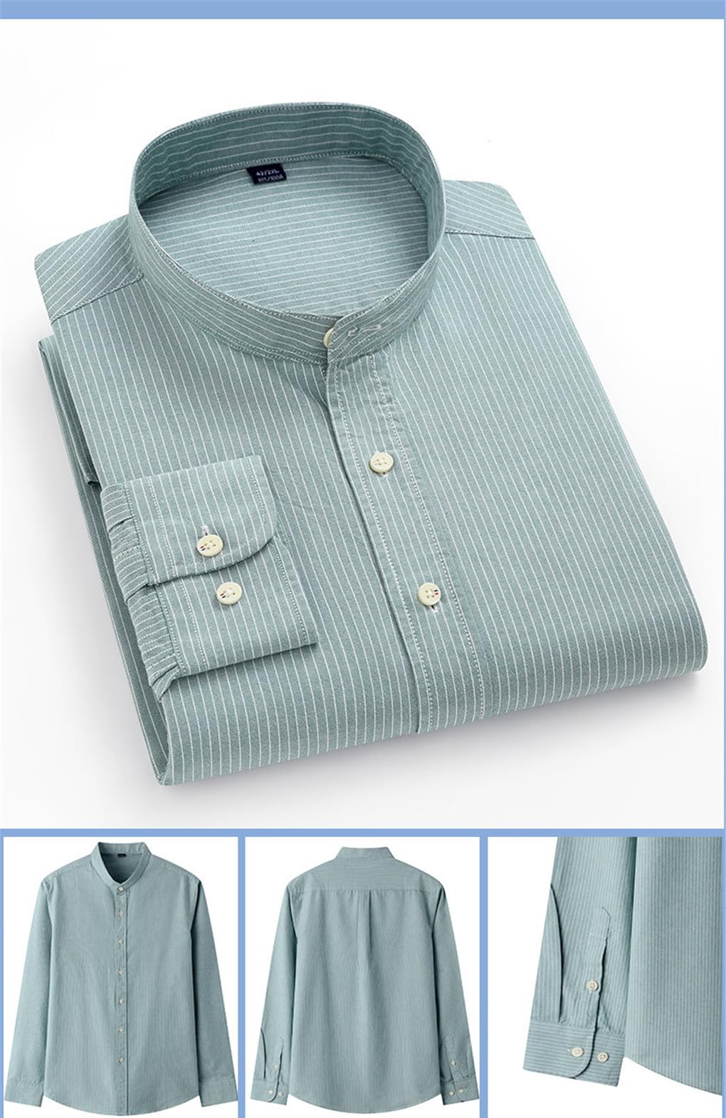 Dninmim Chemises Habillées pour Hommes, Chemise Oxford Rayée en Coton À Manches Longues, Hauts Fins Doux Et Confortables EN8 41 is Asian Size XL