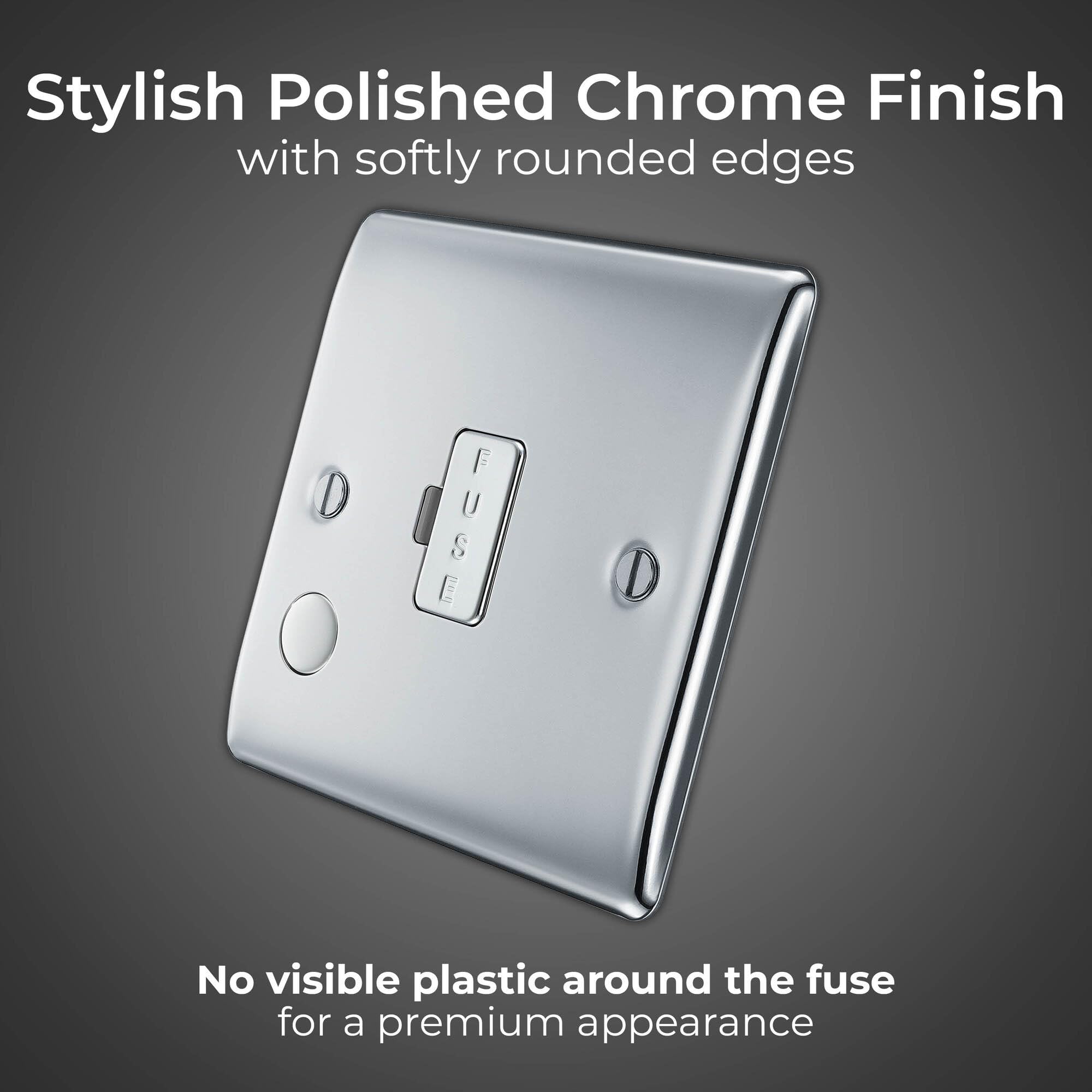 BG Electrical Unswitched Fused Connection Unit with Flex Outlet, Polished Chrome - Image 2