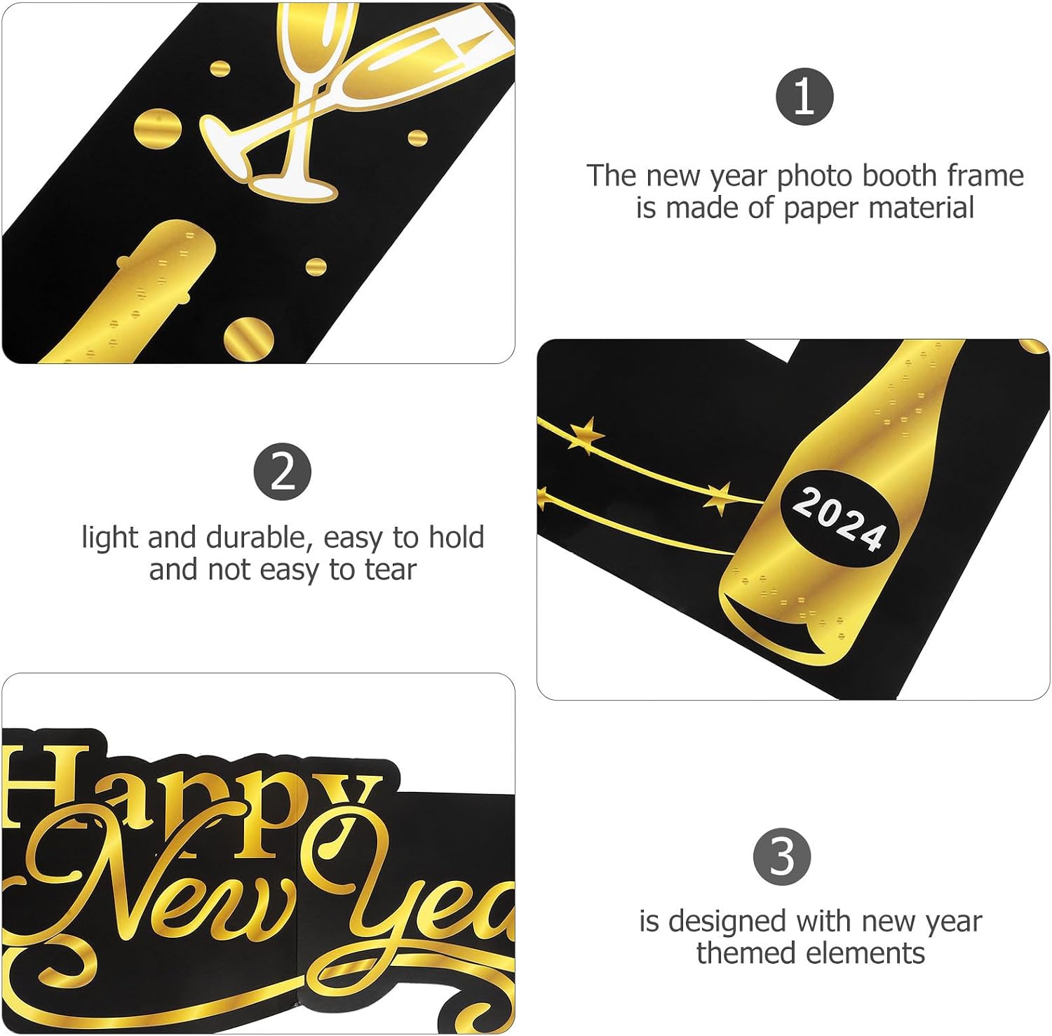 Year Photo Booth Frame Paper Prop Lightweight Party Decoration for Year Eve Fun Photo Sessions and Festive Celebrations