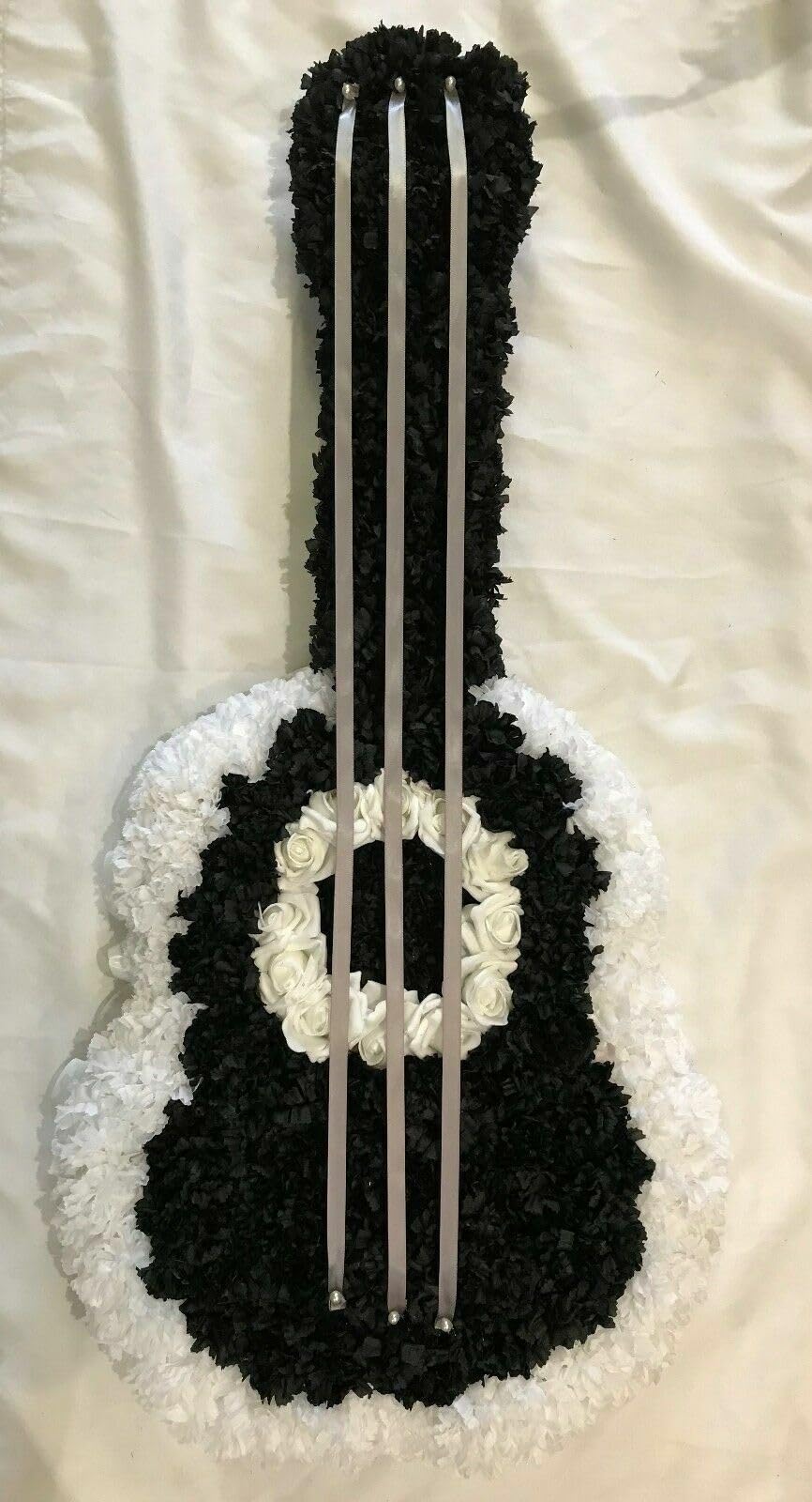 Silky Bouquets Guitar Artificial Silk Funeral Flower Tribute Musician Memorial Wreath Dad Mum