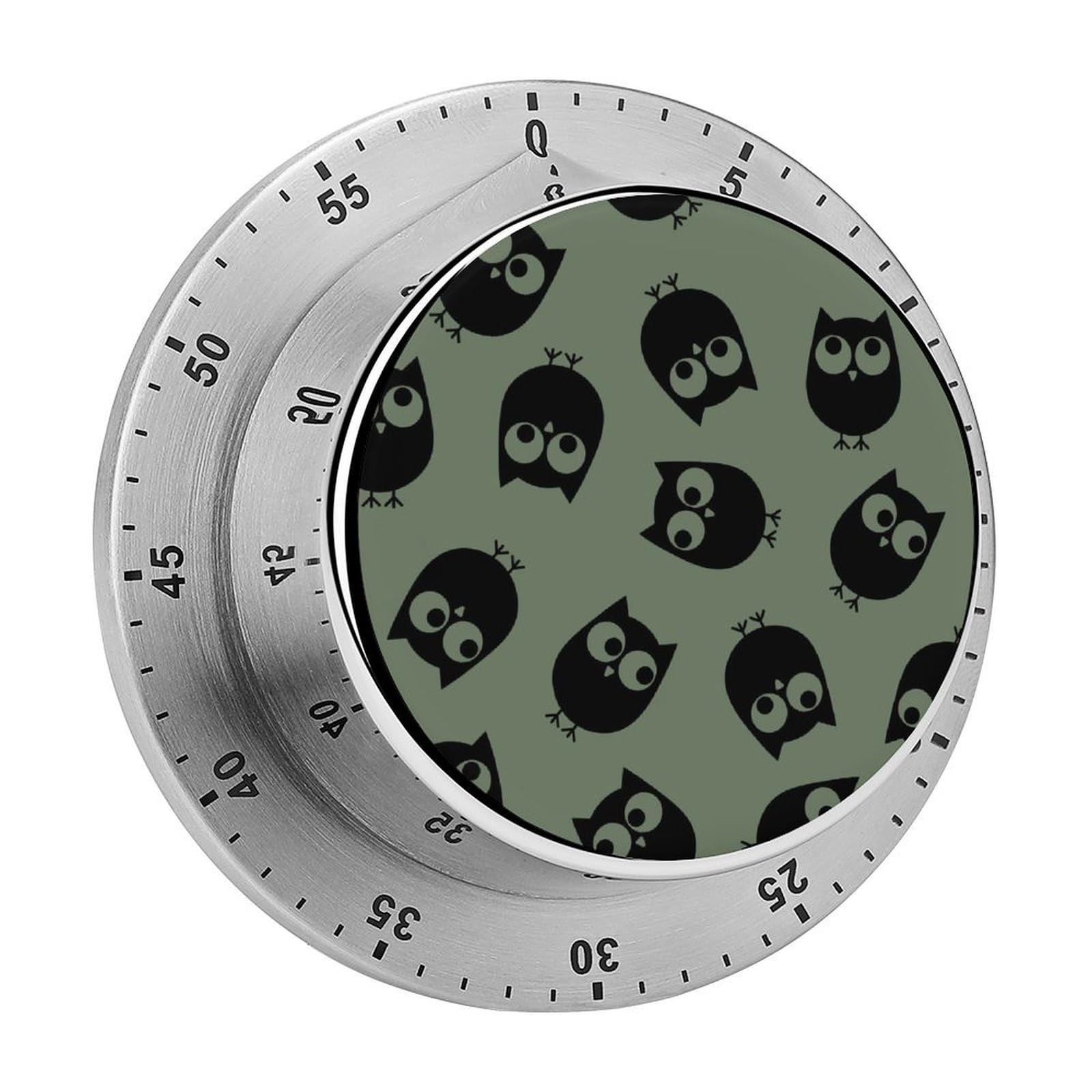 Magnetic Timer Cartoon Black Owl Stainless Steel For Cooking Fitness Baking Learning Kitchen Machinery 8cm