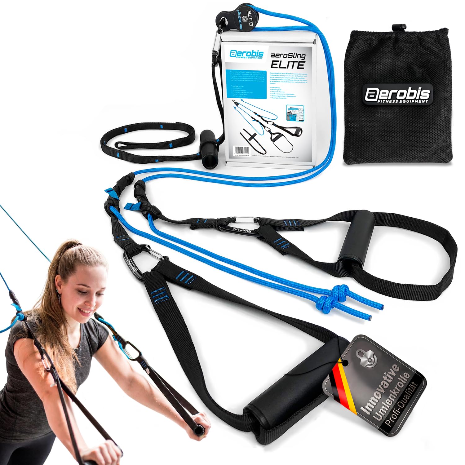 aerobis® aeroSling® ELITE | Der originale Schlingentrainer mit Umlenkrolle | Türanker und Videoanleitung