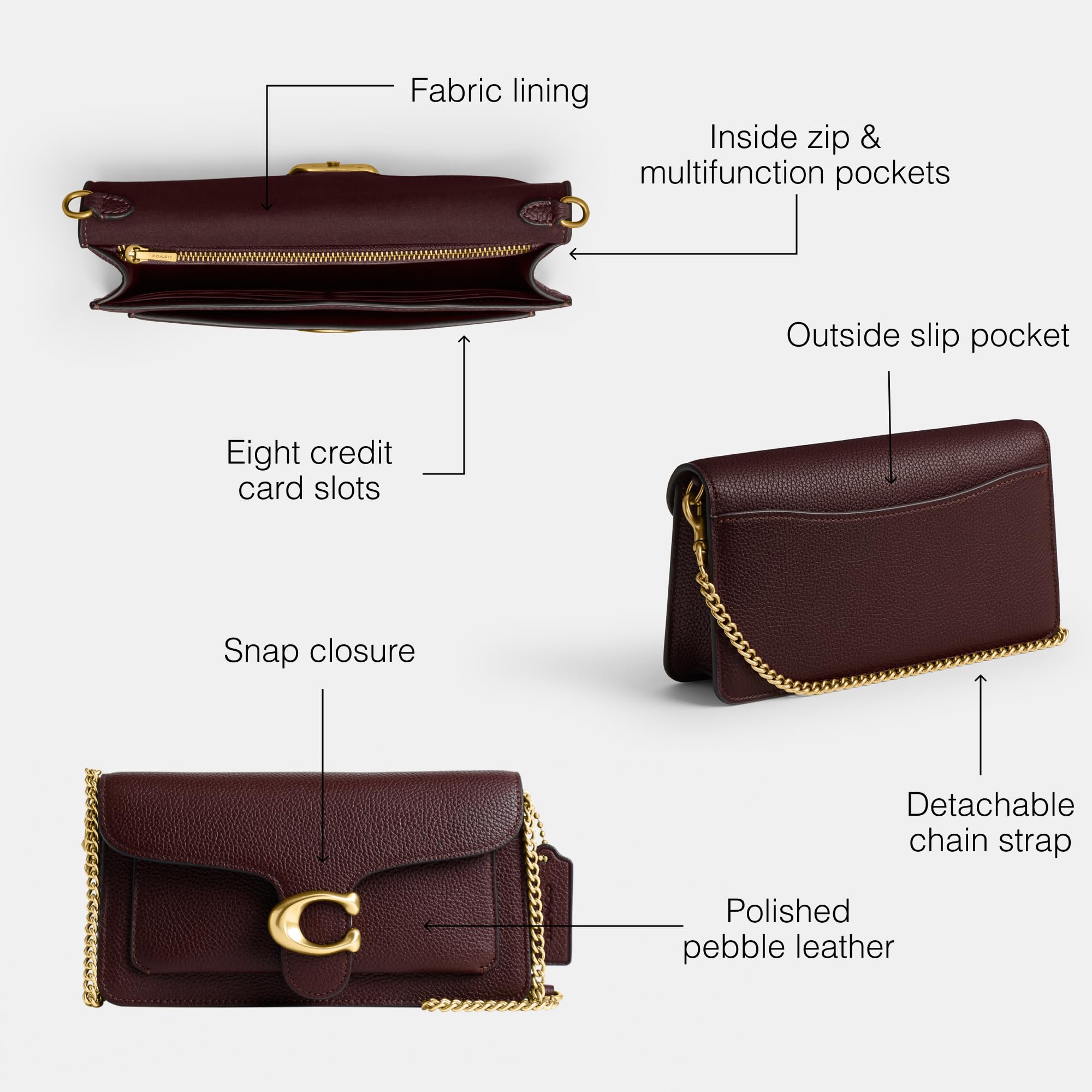 Coach Tabby Chain Clutch: One Size Merlot