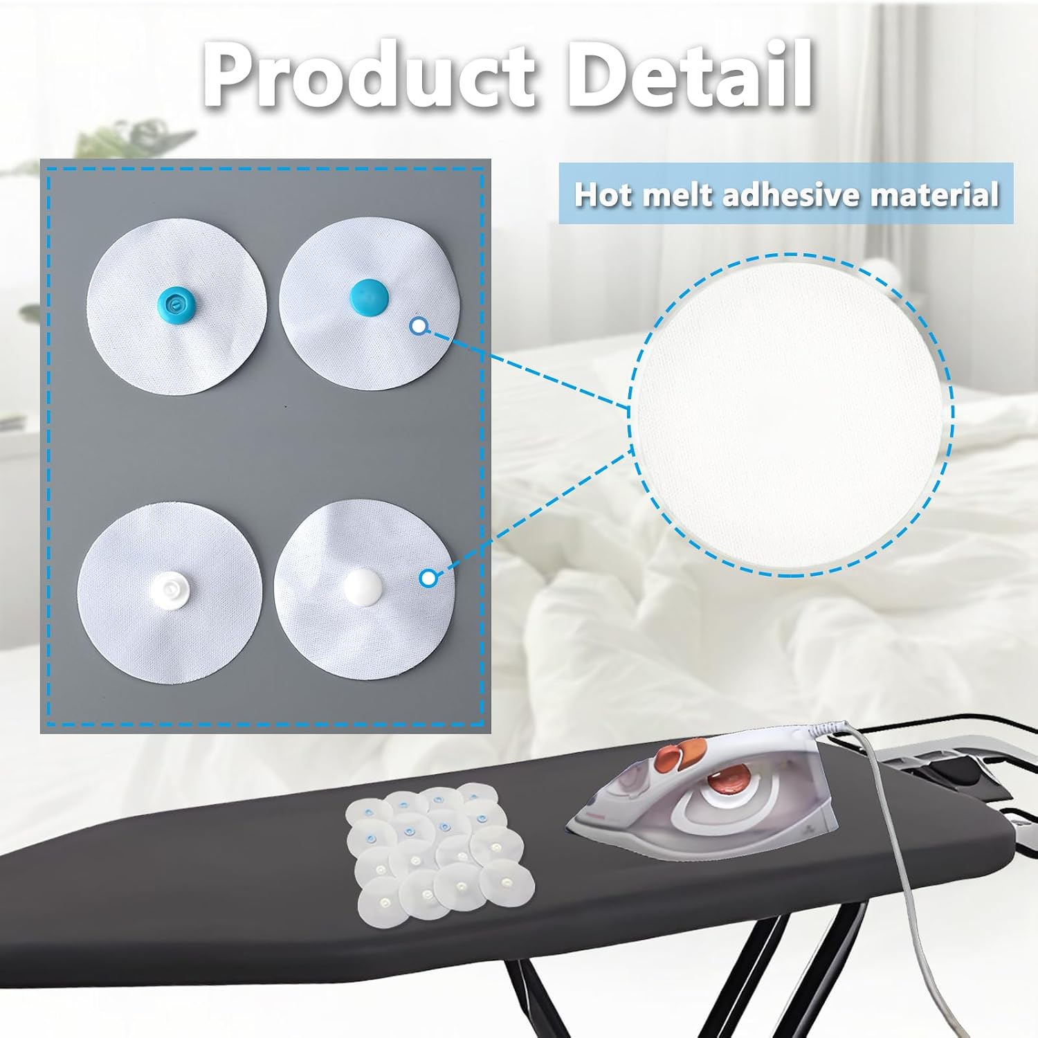 Duvet Snaps, Duvet Cover Snaps Clips Duvet Snaps to Hold Comforter Iron on Fasteners Corner Keepers Prevents Comforter from Shifting in Quilt Cover Fits All Thickness Quilt Sheets - 16 Pack