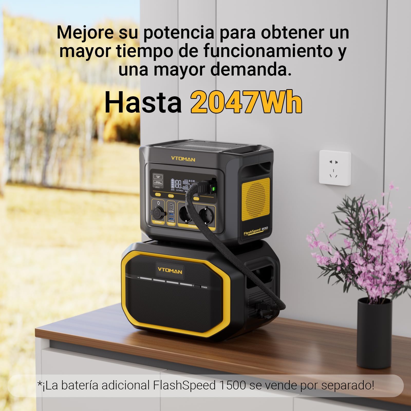 VTOMAN FlashSpeed 600 Estación de Energía Portátil con 110W Panel Solar | Generador Solar 499Wh 600W, Batería LiFePO4, 80% Carga Rápida en 1H, Capacidad Ampliable, Camping, Fiestas, Jardin