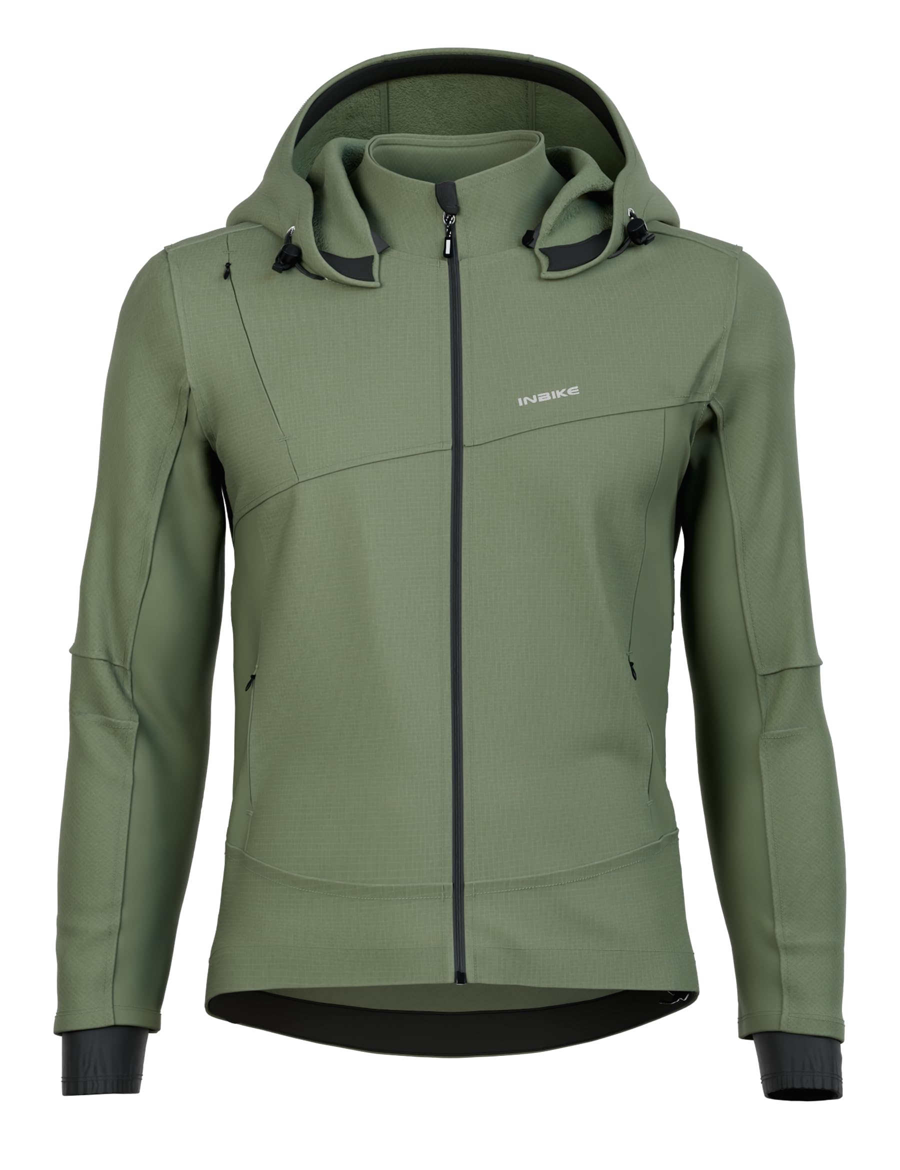 INBIKE Fahrradjacke Herren Winter Wasserdicht Winnddicht Warme Fleece Gefütterte Softshelljacke mit Kapuze Abnehmbar für Outdoor-Aktivitäten wie Radfahren Klettern Wandern ICM7105