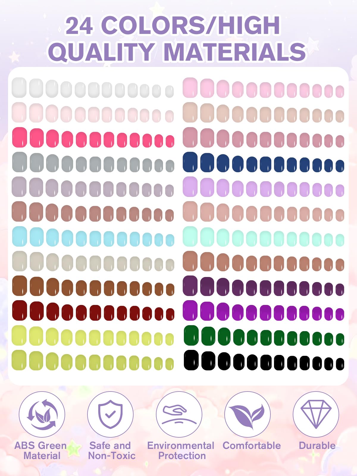 576 Pieces Kids Short Glossy Press on Nails - Image 2