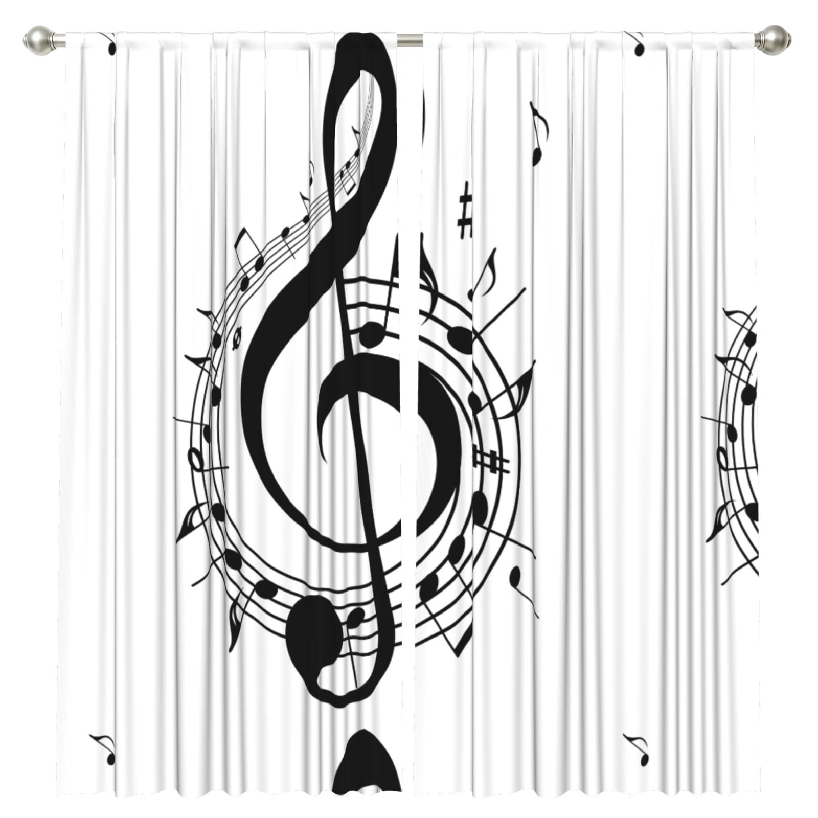 InOmak Music Symbol Printed, 2 Panels Window Curtains 52 x 84 Inch Blackout Curtains for Living Room Bedroom