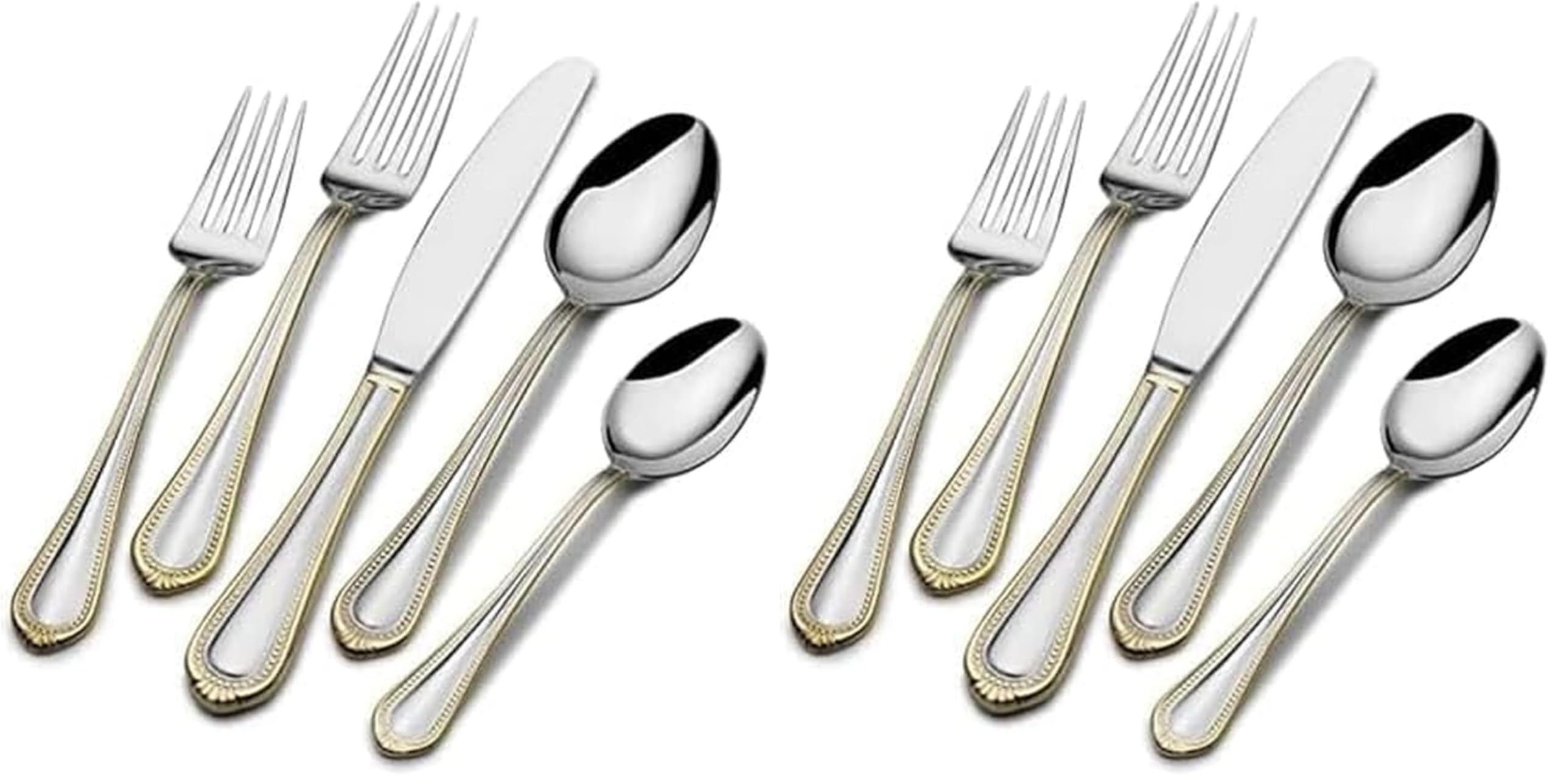 Mikasa Cameo Gold 65-Piece Flatware Set for 12, 18/10 Stainless Steel Silverware with 24-Karat Gold Accents, Teardrop Handles, Dishwasher Safe — Amazon image 13