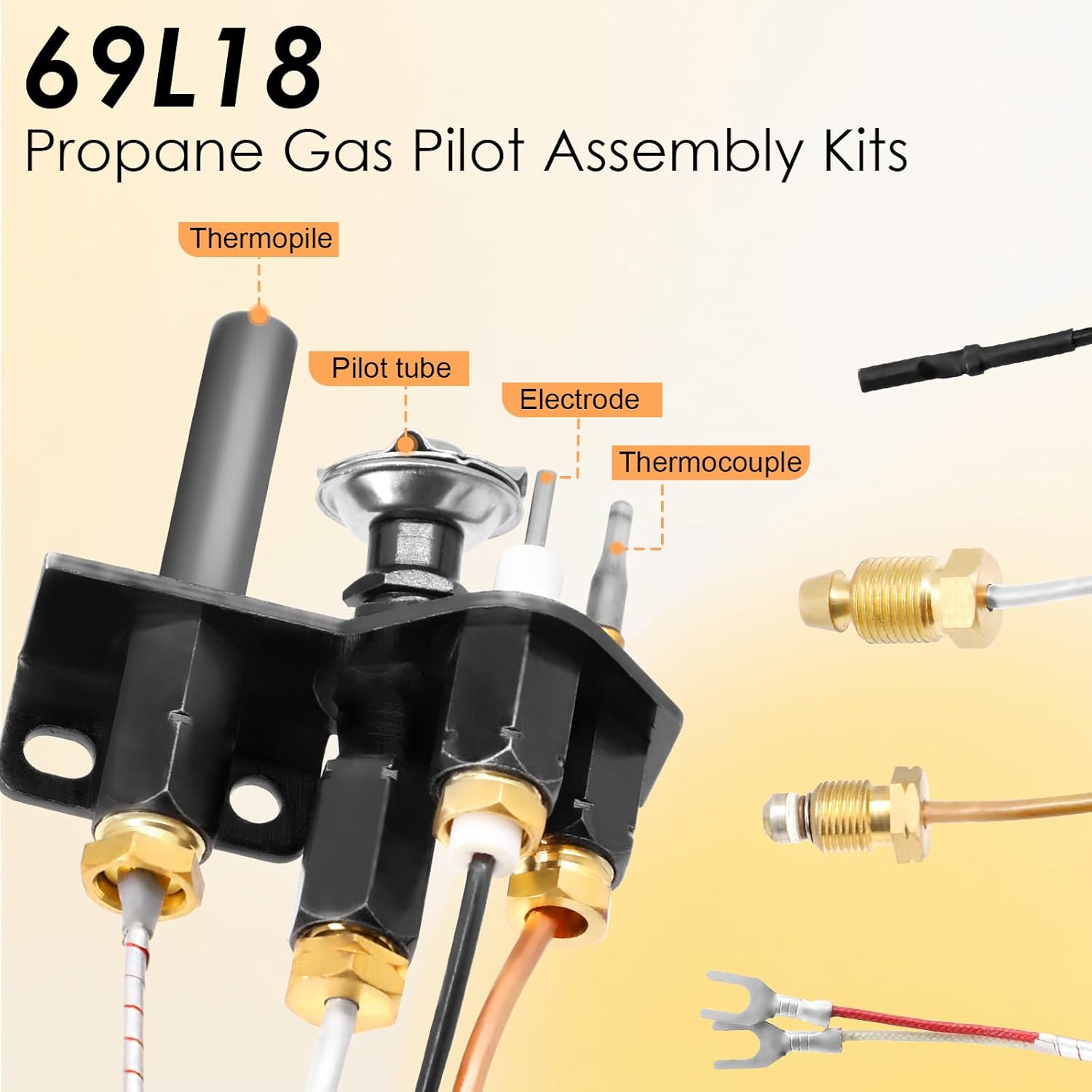 Propane Gas Pilot Assembly Kits 69L18 for Lennox Elite, Merit, Superior, IHP, Astria Direct Vent Fireplaces & Stoves, 69L1801, 108084-03 Pilot Assembly Replacement Parts