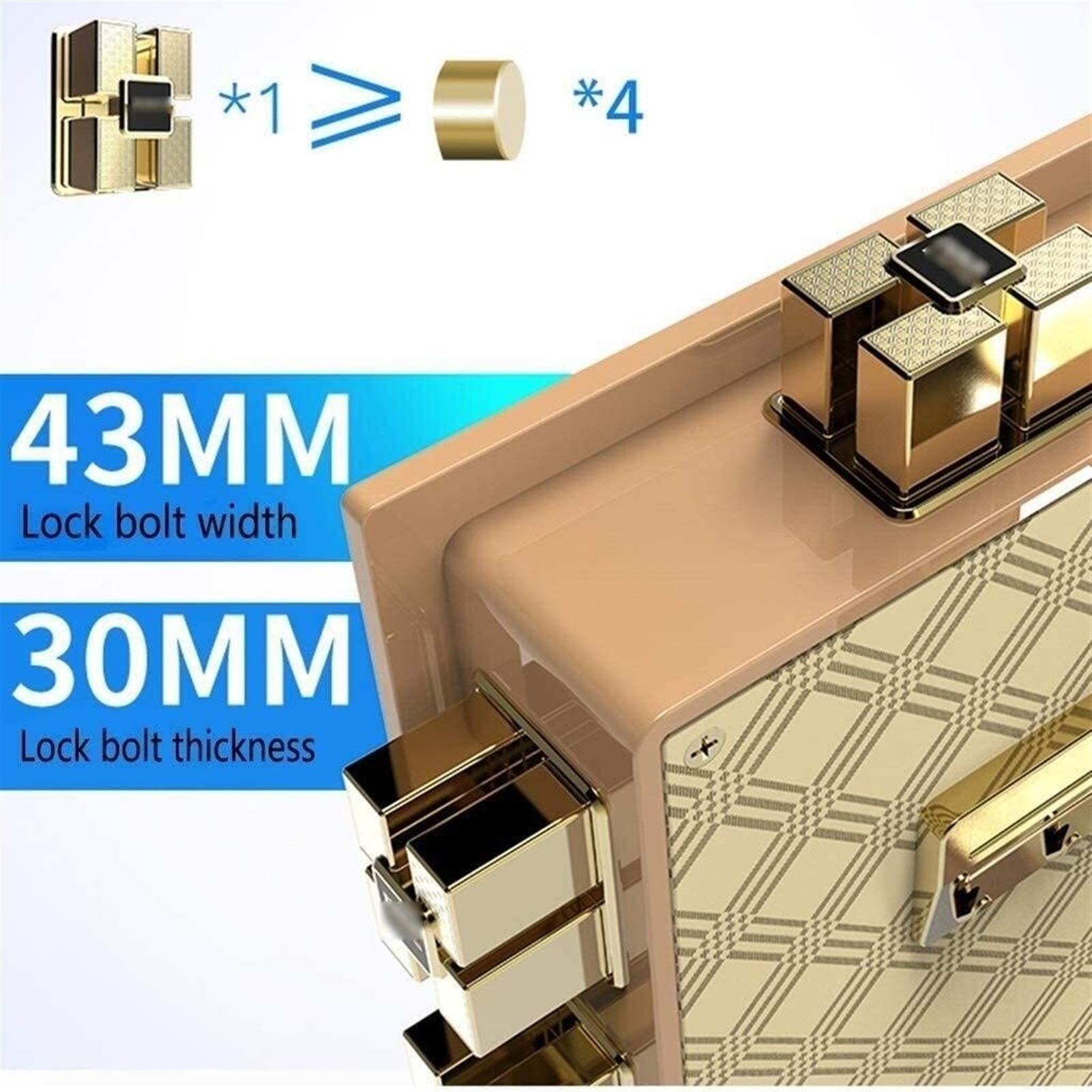 RLKHXBS Safe,Home Safe, Home Digital Safes, File Password Wall Mounted Fireproof Safe with Key Key Safe (Color : Gold)