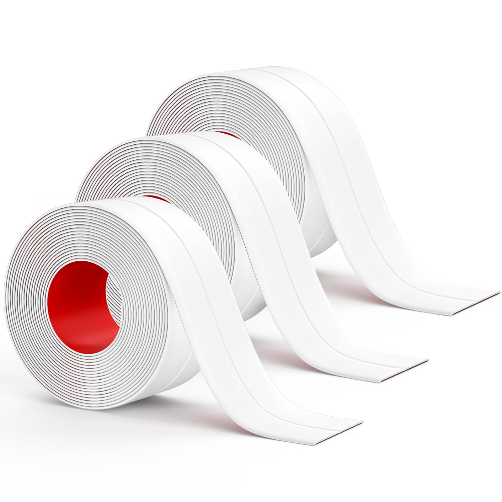 Fixmend Bath Sealant Strip Self Adhesive, 3 Rolls Caulk Strip, Bathroom Sealant Tape White Waterproof, Bath Seal for Toilet, Bathtub, Shower, Sink, Wall Corner, Kitchen with Sealing Tool（width 3 cm）