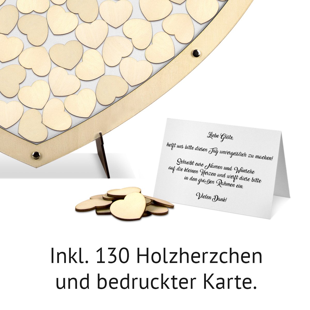 Hochzeit Gästebuch Alternative Hochzeitsgästebuch - Herz aus Holz Weiß L inkl. Holzherzchen