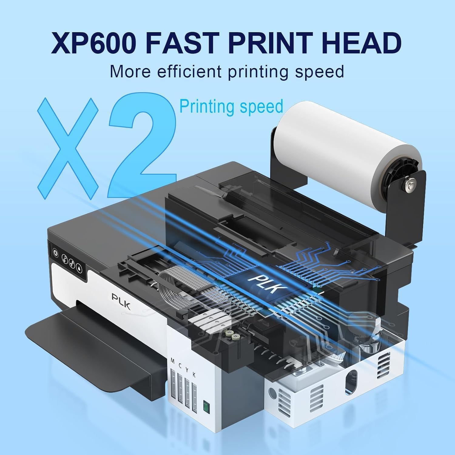 PLK Impresora DTF A4 con cabezal de impresión XP600 y alimentador de rollo, máquina de impresión de transferencia DTF L8058 con sistema de agitación blanco