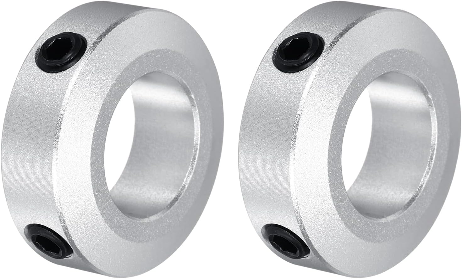 MECCANIXITY Shaft Collar 10mm/ 3/8 Inch Bore Aluminum Set Screw Style Clamping Collars Silver 2 Pcs