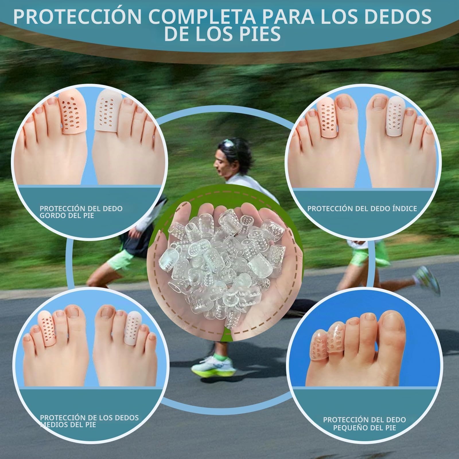 50 piezas Protector Dedos Pie Silicona,Protector Dedos Pies Silicona,Protector Del Dedo Grande Recortable, Cubiertas de Dedos para Ampollas, Callos