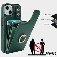 Vista 5 de Folosu Funda Cartera Compatible con iPhone 14 con Soporte para Tarjetas, Rotación de 360°, Soporte de Anillo de Dedo con Función Atril, Bloqueo