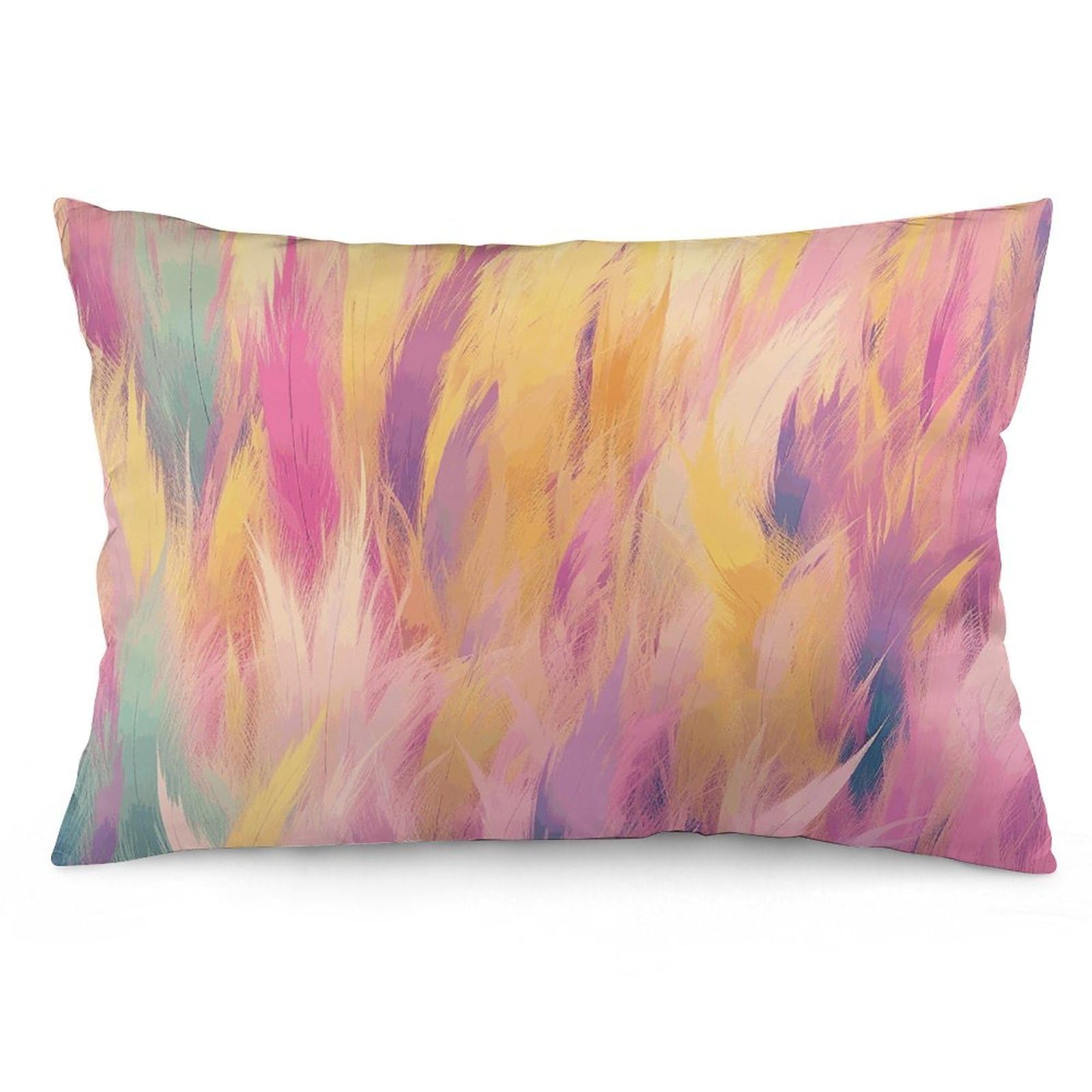 2 Pack Pillow Cases for Hair and Skin, Soft Breathable Pillow Case Covers with Hidden Zipper, Peach and Yellow Pillowcase 12 "x20 Pillow Covers for Sleeping Gift