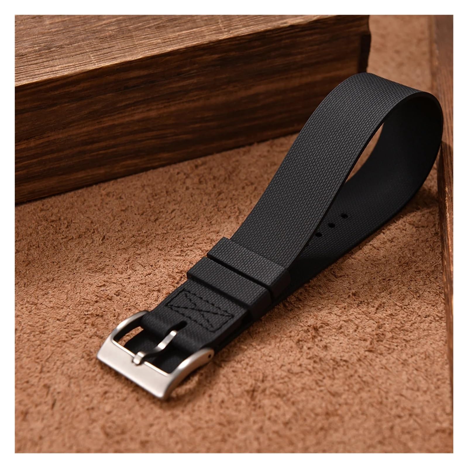 Générique Bracelet de montre en caoutchouc nervuré 20 22mm, silicone étanche à un seul passage